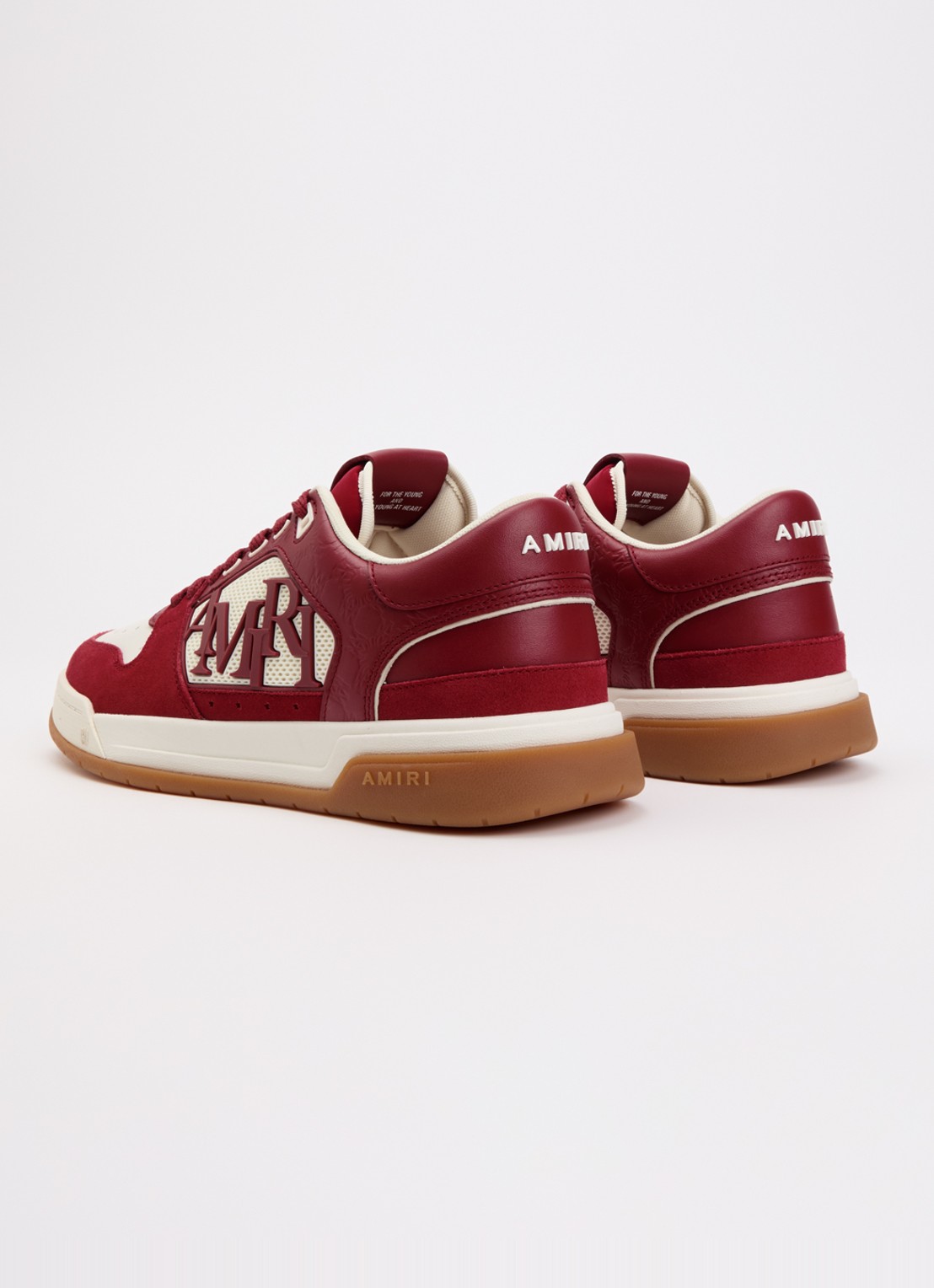 AMIRI Classic Low sneaker van leer met logo en details van mesh  - achterkant 6 donkerrood