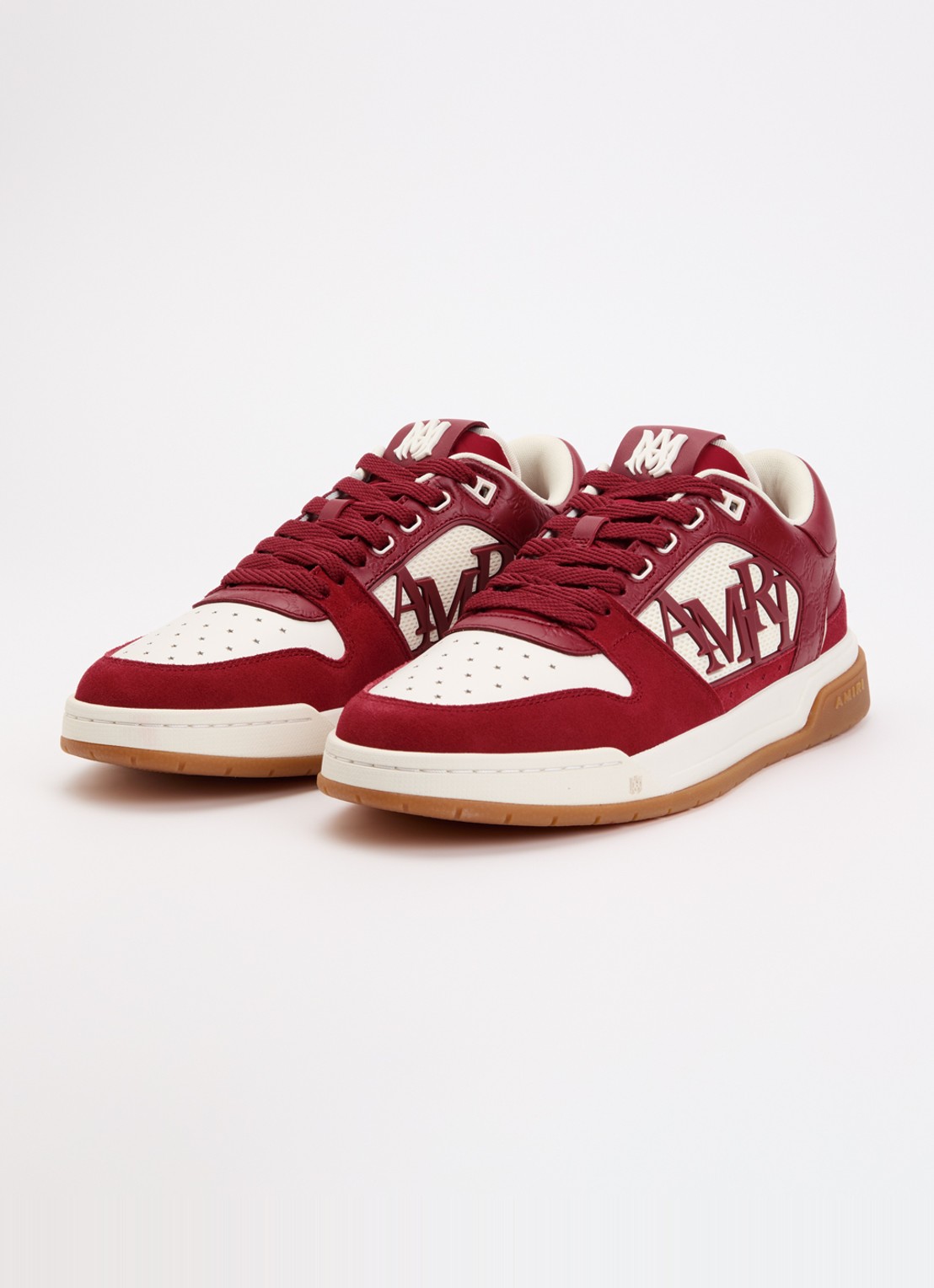 AMIRI Classic Low sneaker van leer met logo en details van mesh  - detail 2 donkerrood