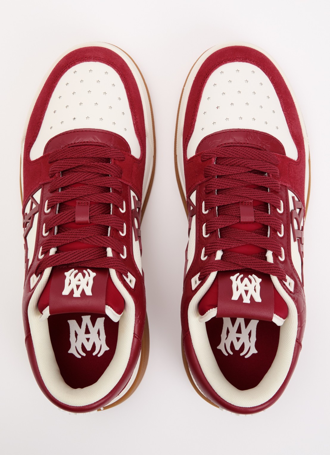 AMIRI Classic Low sneaker van leer met logo en details van mesh  - detail 3 donkerrood