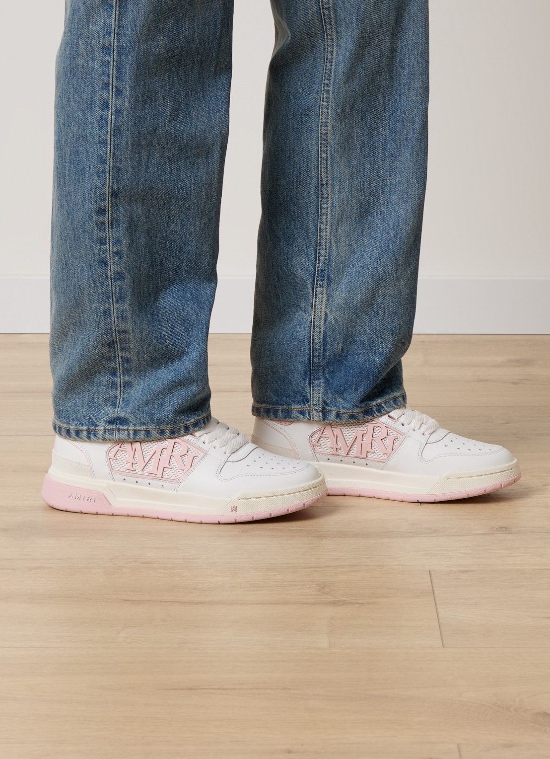AMIRI Classic sneaker van leer met logo - voorkant 2 wit