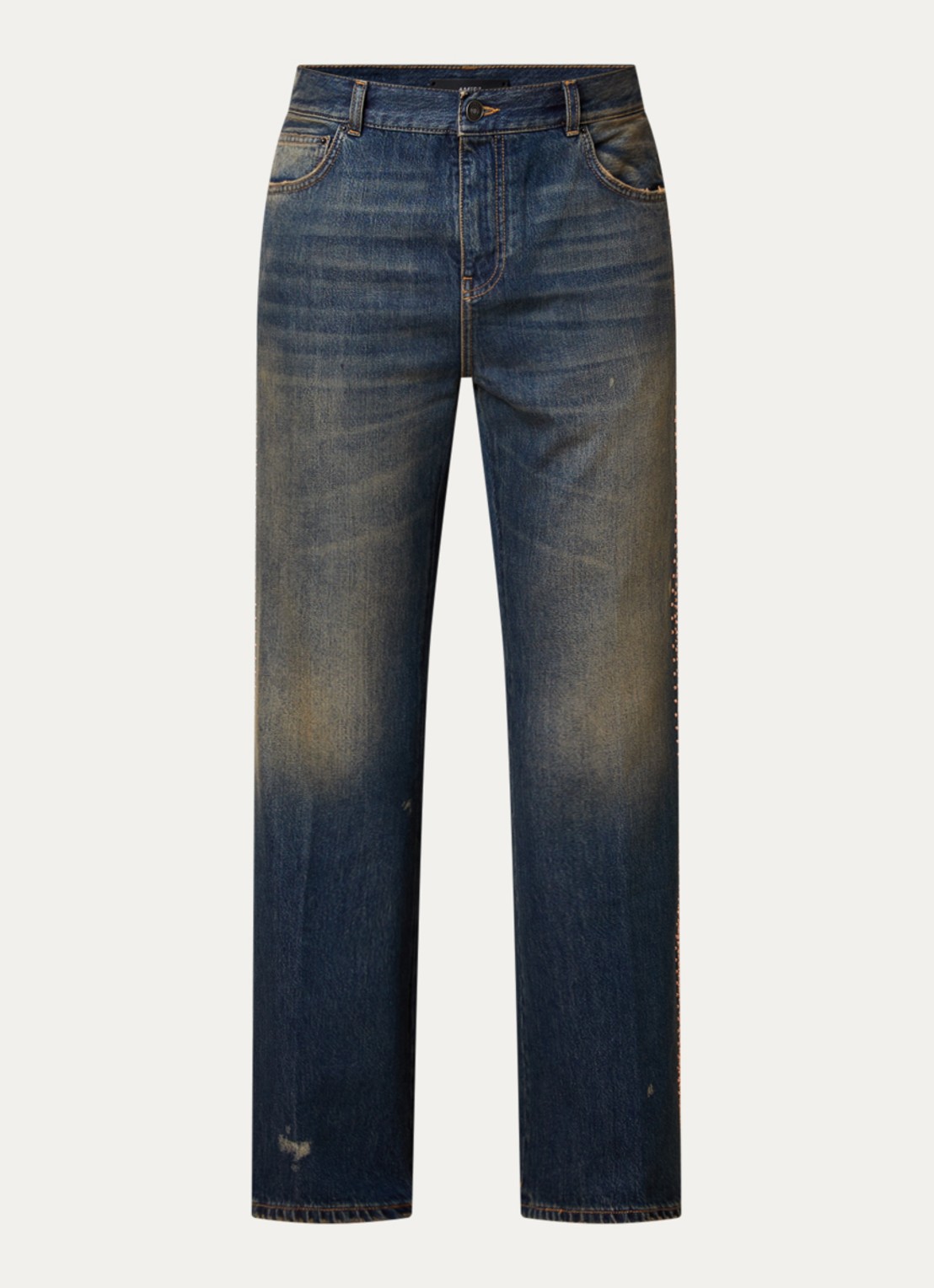 AMIRI Embellished loose fit jeans met studs - voorkant indigo