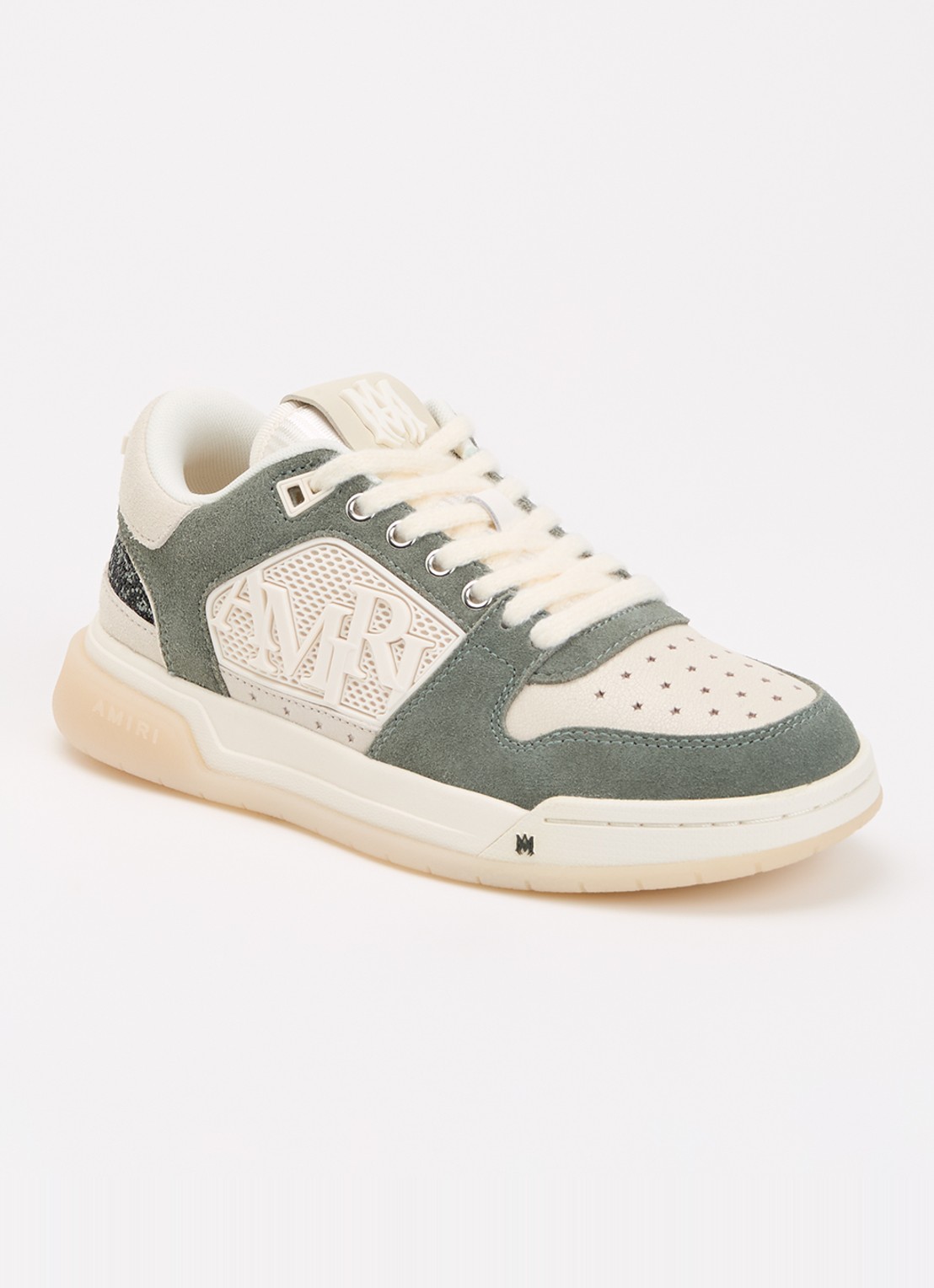 AMIRI Glitter Classic sneaker met suède details - voorkant 6 olijfgroen
