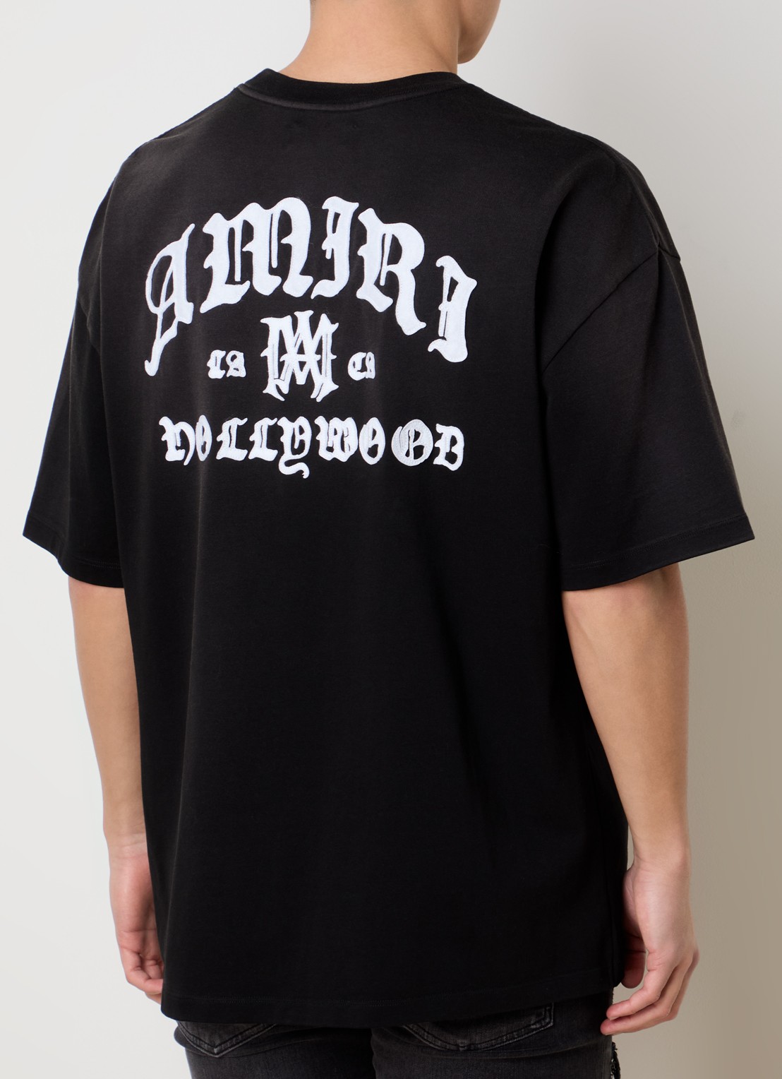 AMIRI Hollywood T-shirt met logoborduring - detail zwart