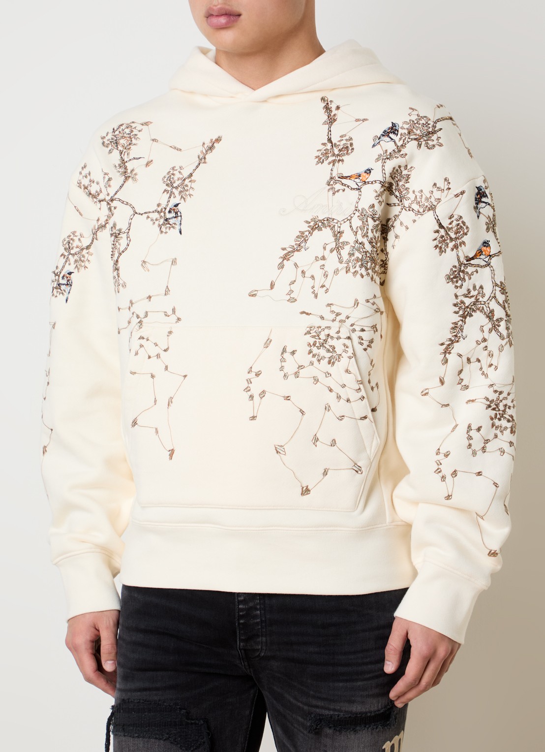 AMIRI Hoodie met borduring en kralendecoratie - detail 4 ivoor