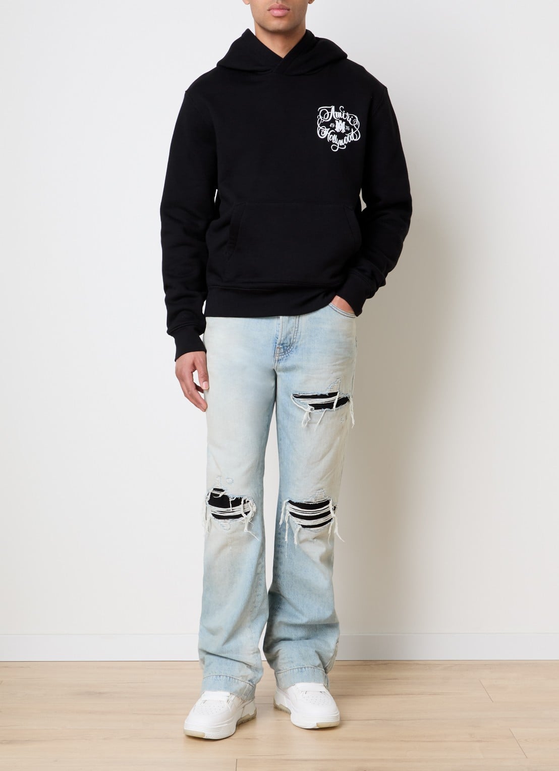 AMIRI Hoodie met logo- en backprint - voorkant 6 zwart
