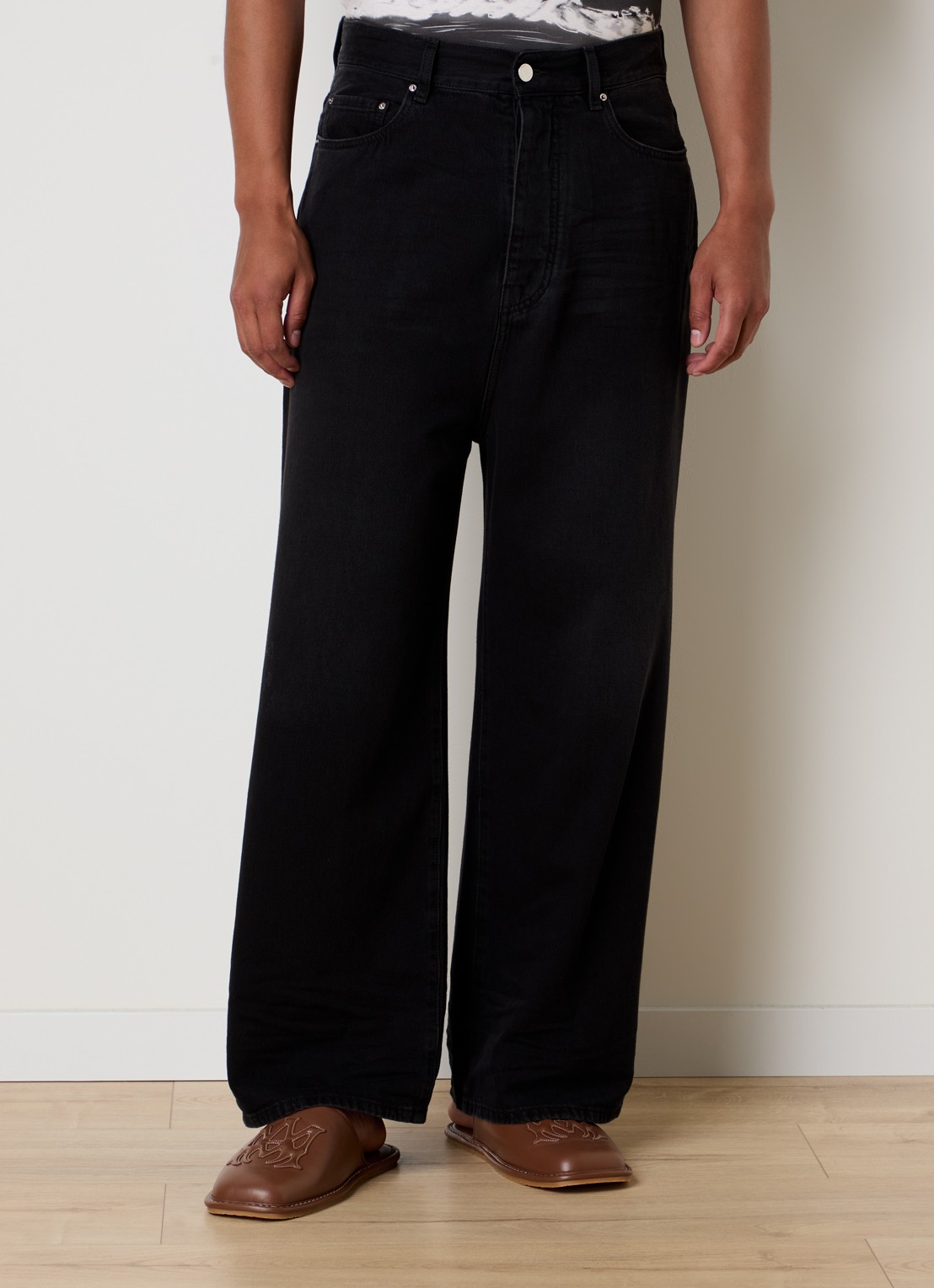 AMIRI Loose fit jeans met logo en steekzakken - detail zwart