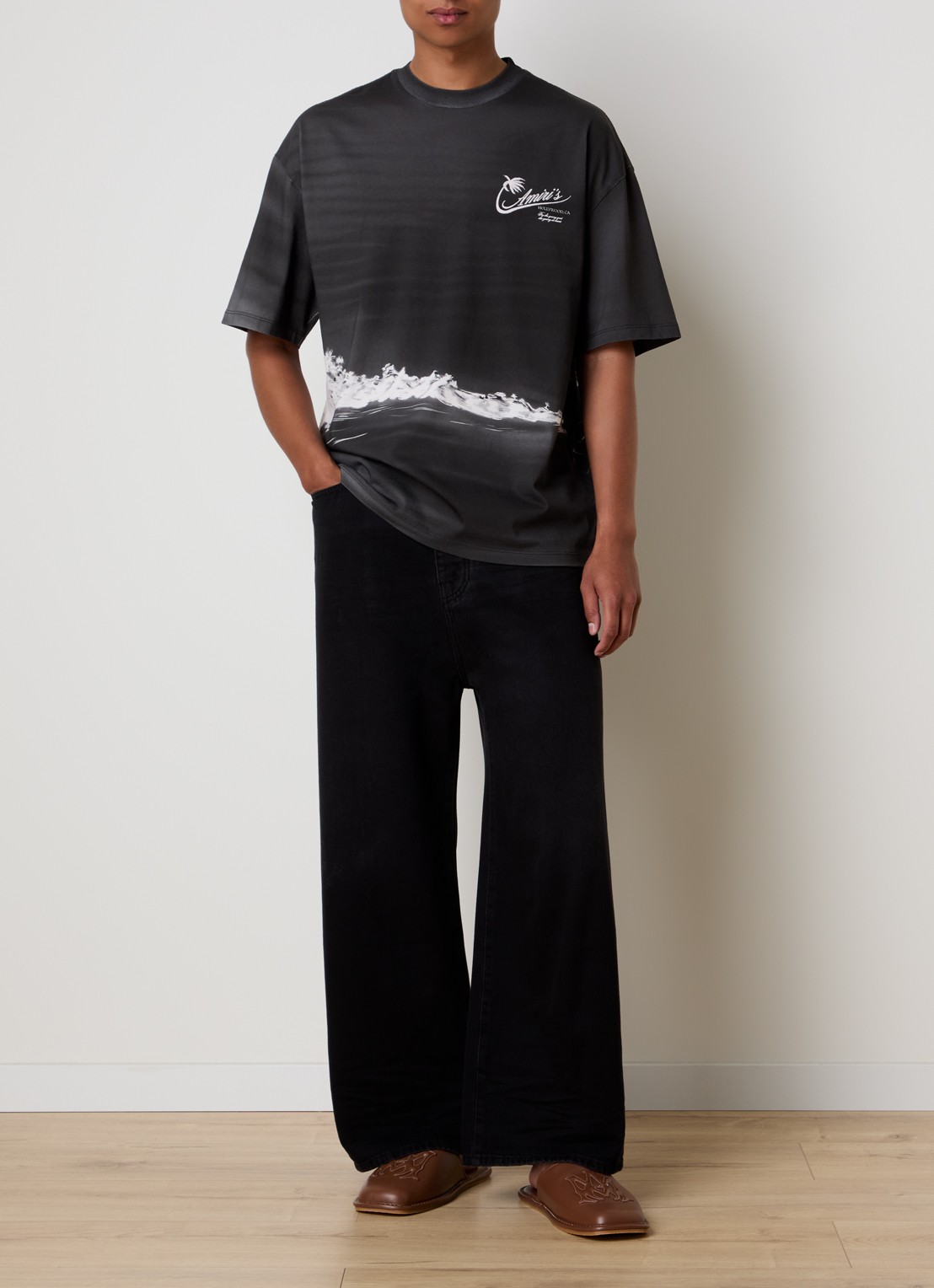 AMIRI Loose fit jeans met logo en steekzakken - voorkant 5 zwart