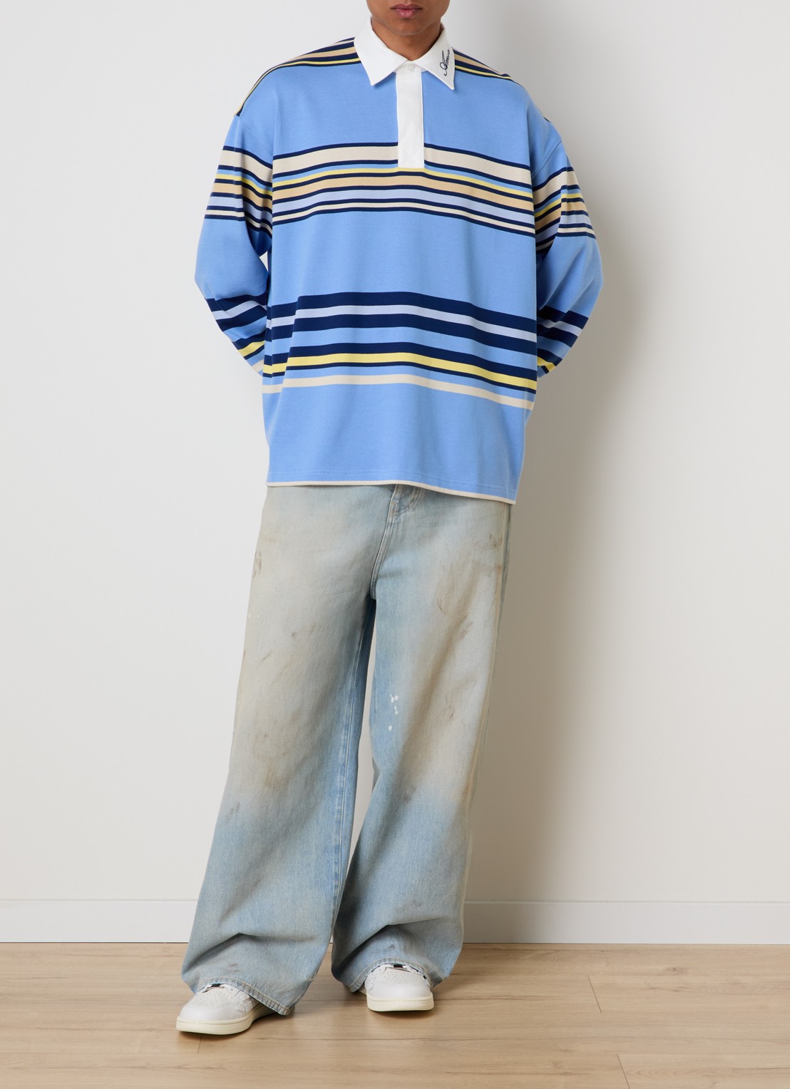 AMIRI Loose fit jeans met logo en steekzakken - voorkant 5 indigo