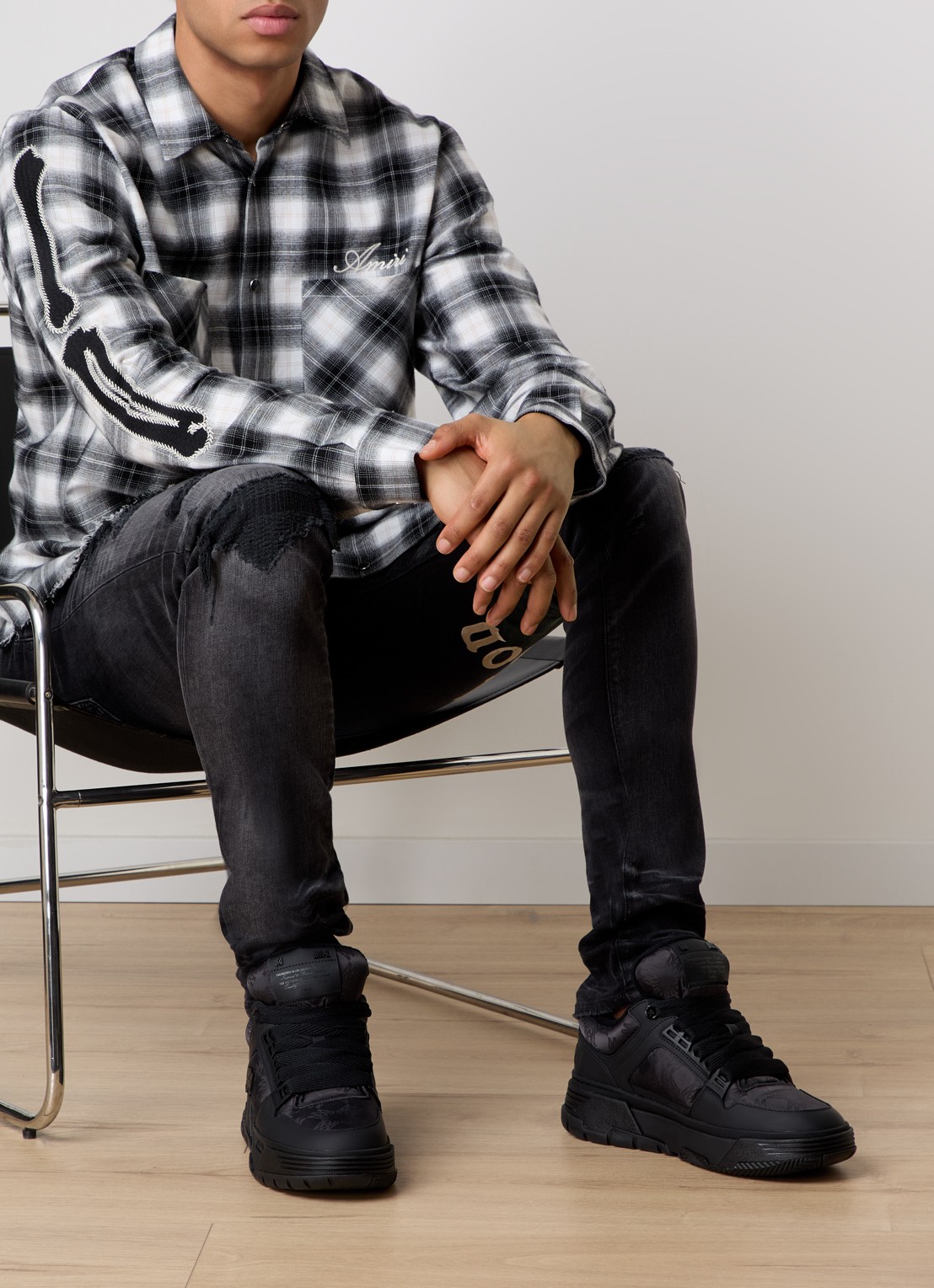 AMIRI MA-1 sneaker met leren details - voorkant 2 zwart