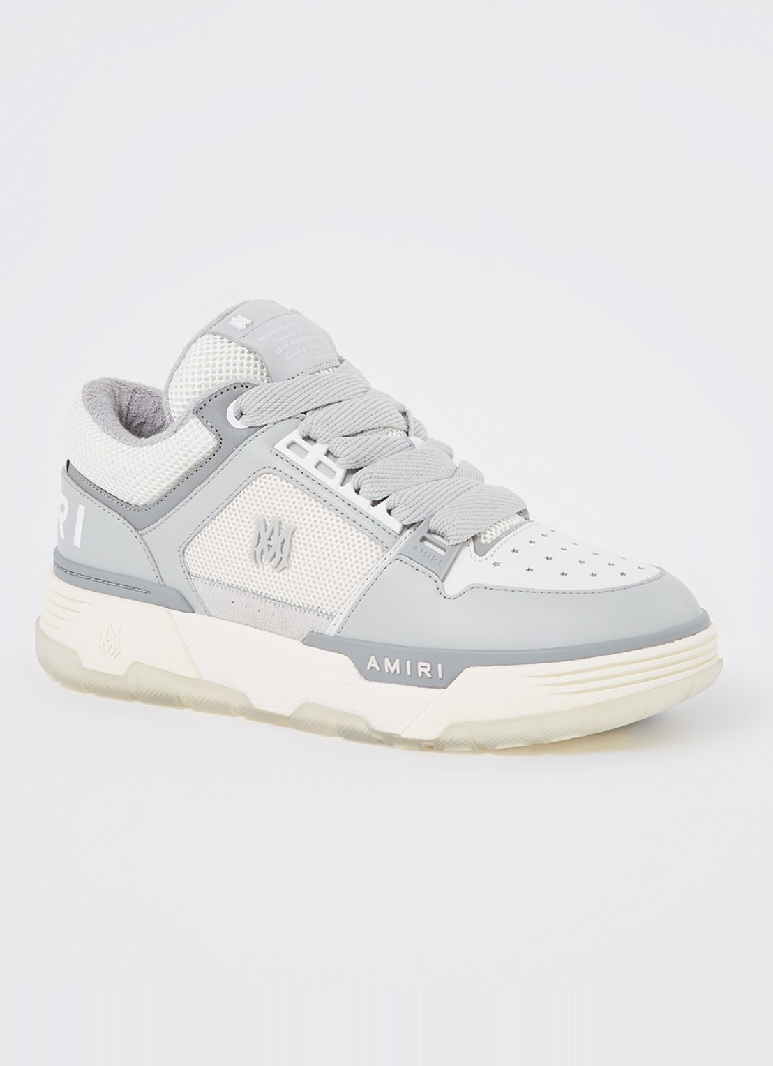 AMIRI MA-1 sneaker van leer met mesh details - voorkant grijs