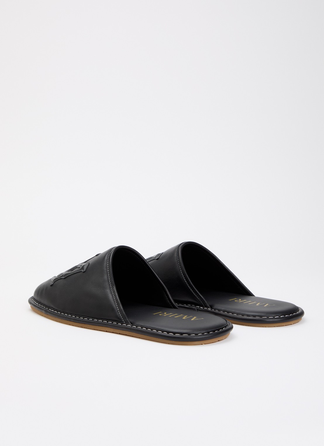 AMIRI MA slipper van leer met logo - achterkant 2 zwart