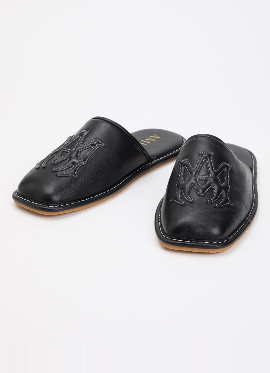 AMIRI MA slipper van leer met logo - detail 3 zwart