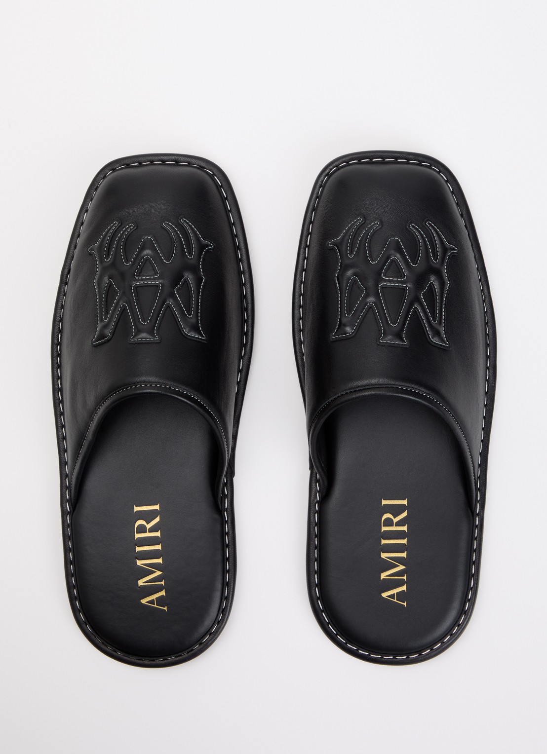 AMIRI MA slipper van leer met logo - detail 4 zwart