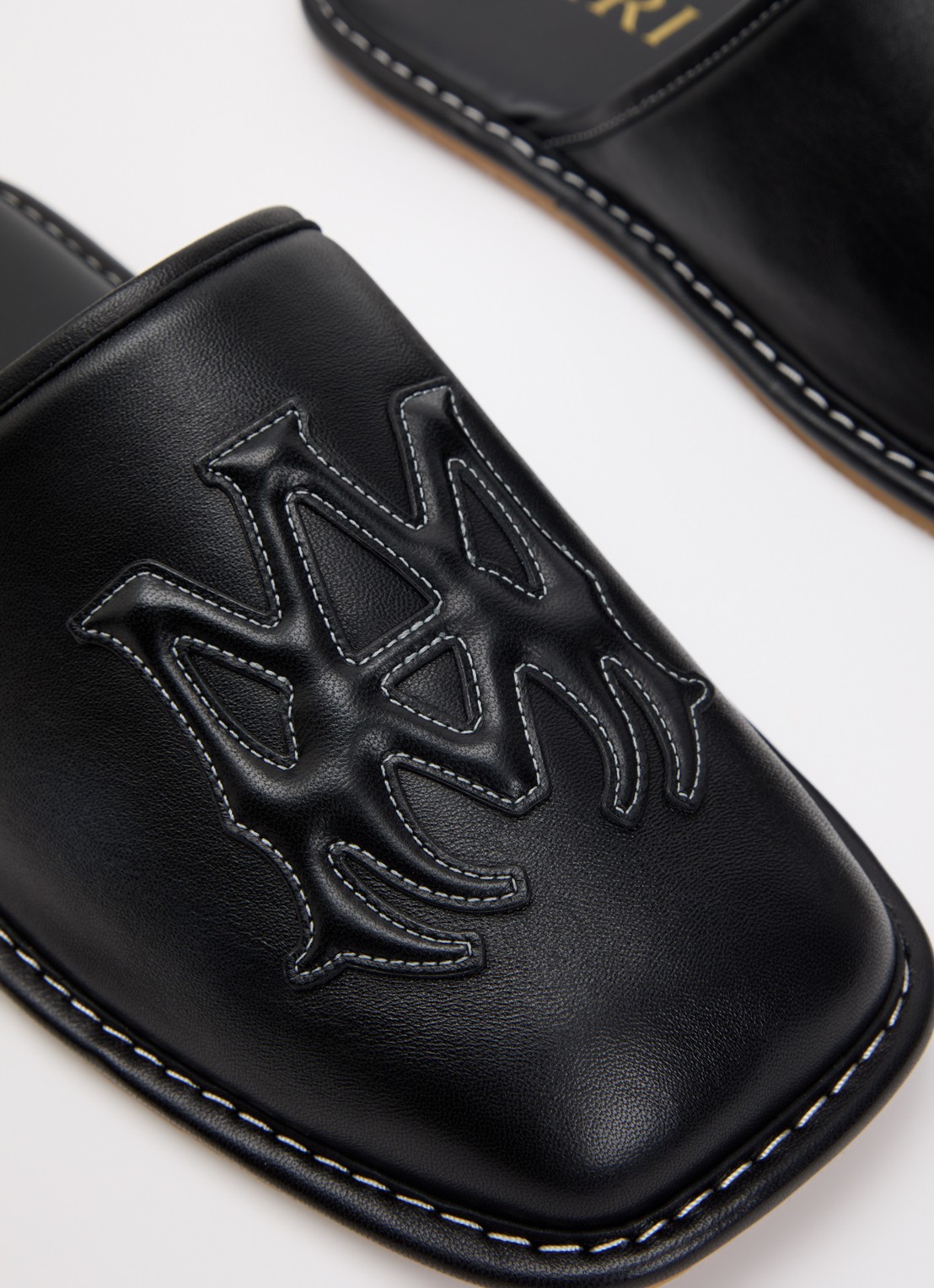 AMIRI MA slipper van leer met logo - detail 6 zwart