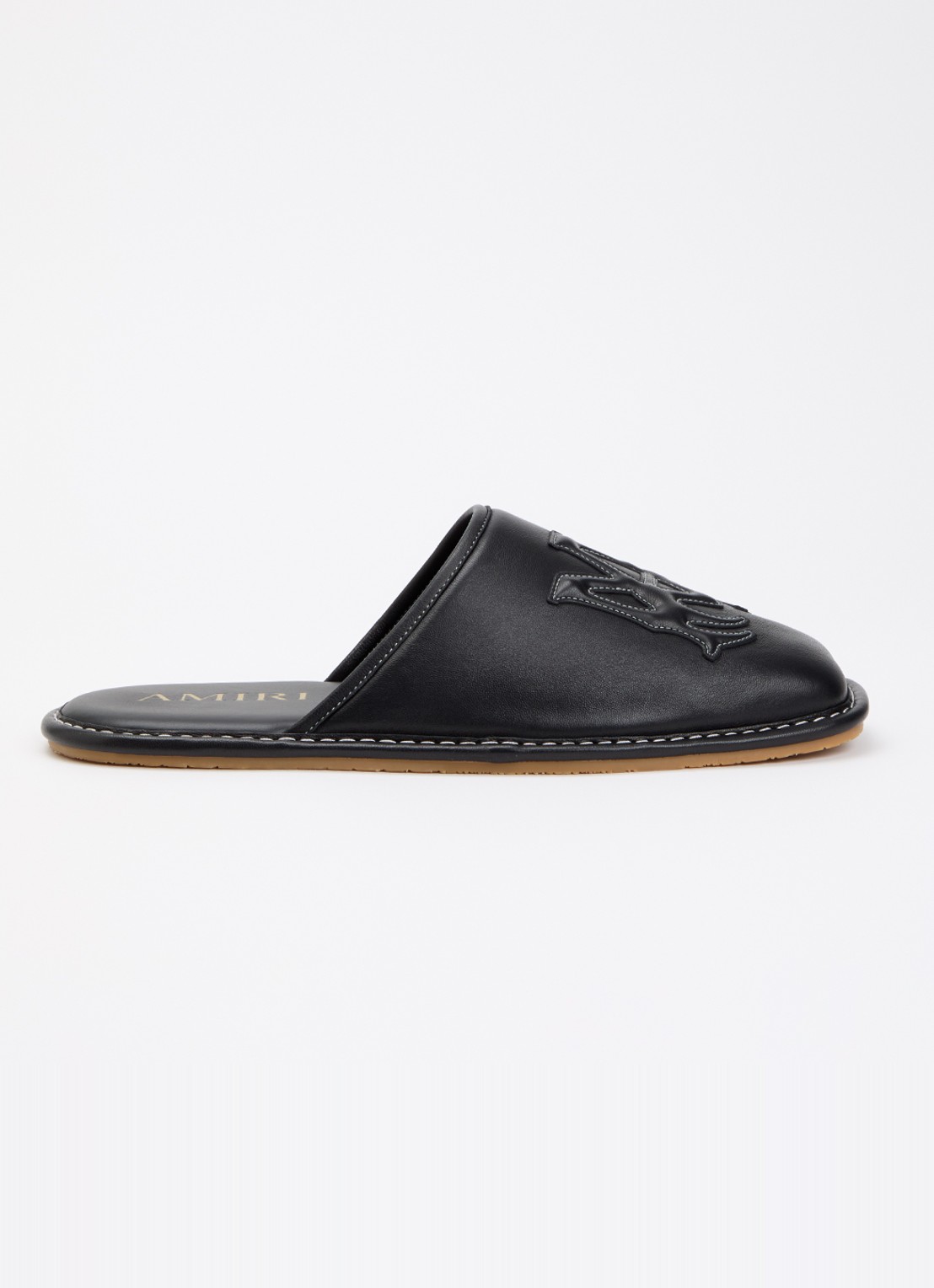 AMIRI MA slipper van leer met logo - voorkant zwart