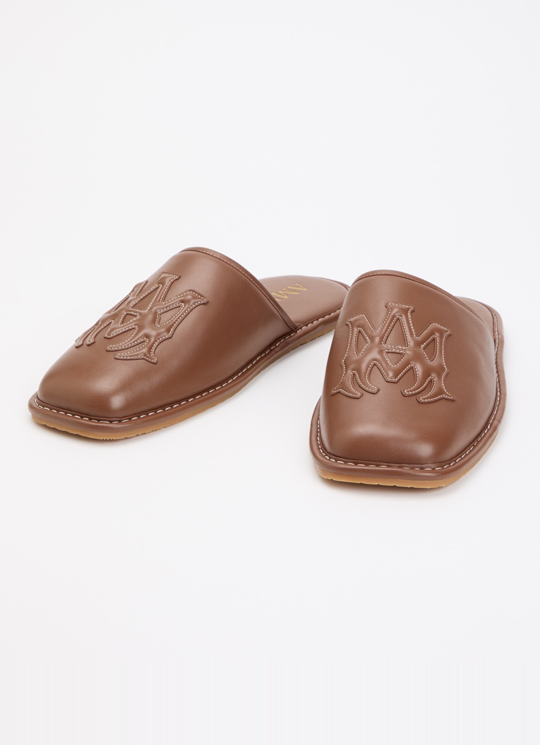 AMIRI MA Slipper van leer met logo - detail 3 cognac