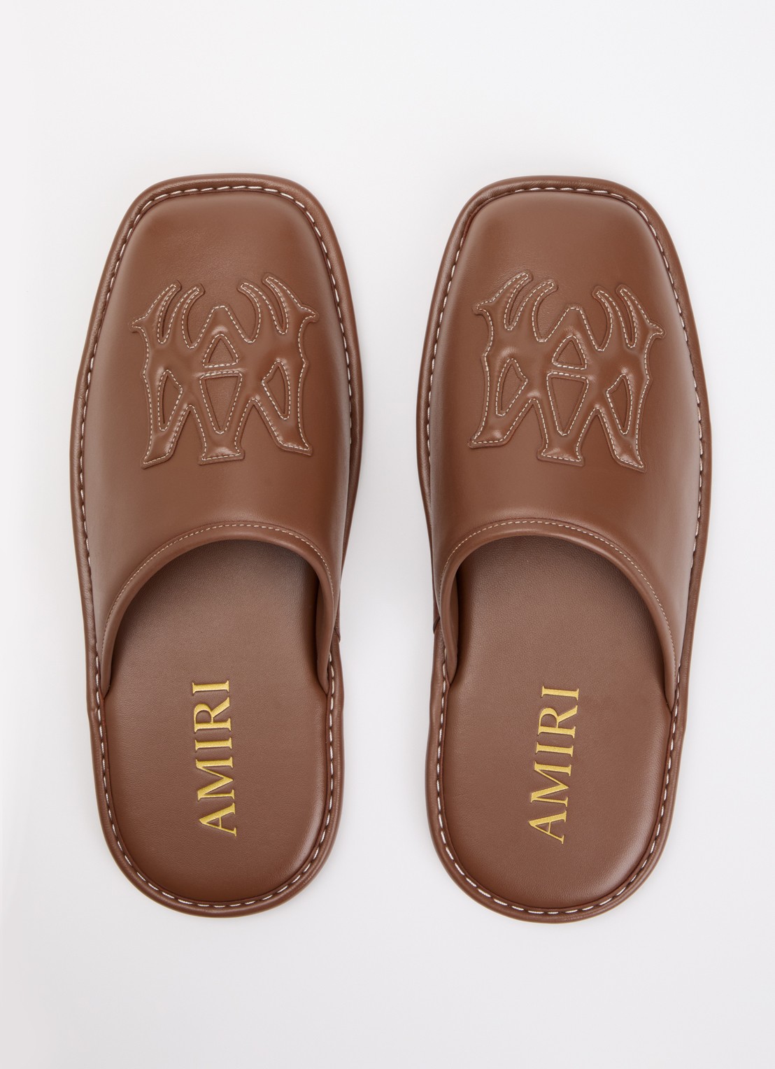 AMIRI MA Slipper van leer met logo - detail 4 cognac