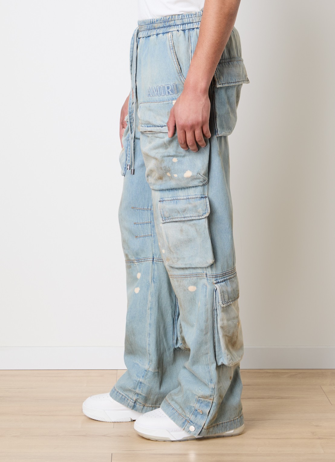 AMIRI Mid waist straight fit cargobroek van denim - detail 5 indigo