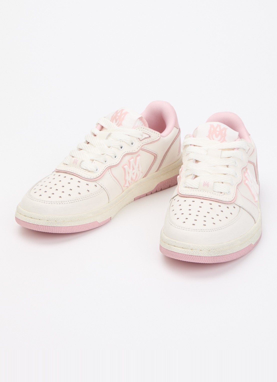 AMIRI Newport sneaker van leer met logo - detail 2 lichtroze