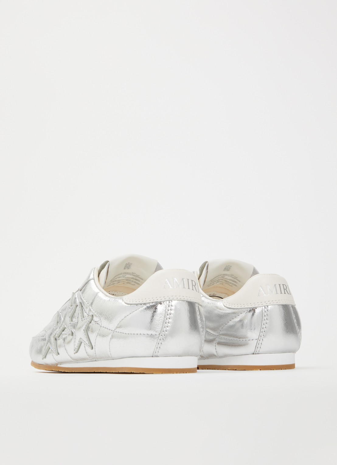 AMIRI Pacific Football Slim sneaker van leer met metallic finish - achterkant 6 zilver