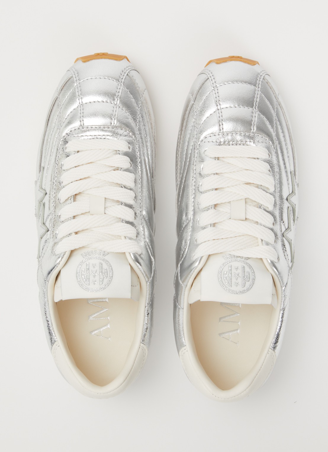 AMIRI Pacific Football Slim sneaker van leer met metallic finish - detail 2 zilver