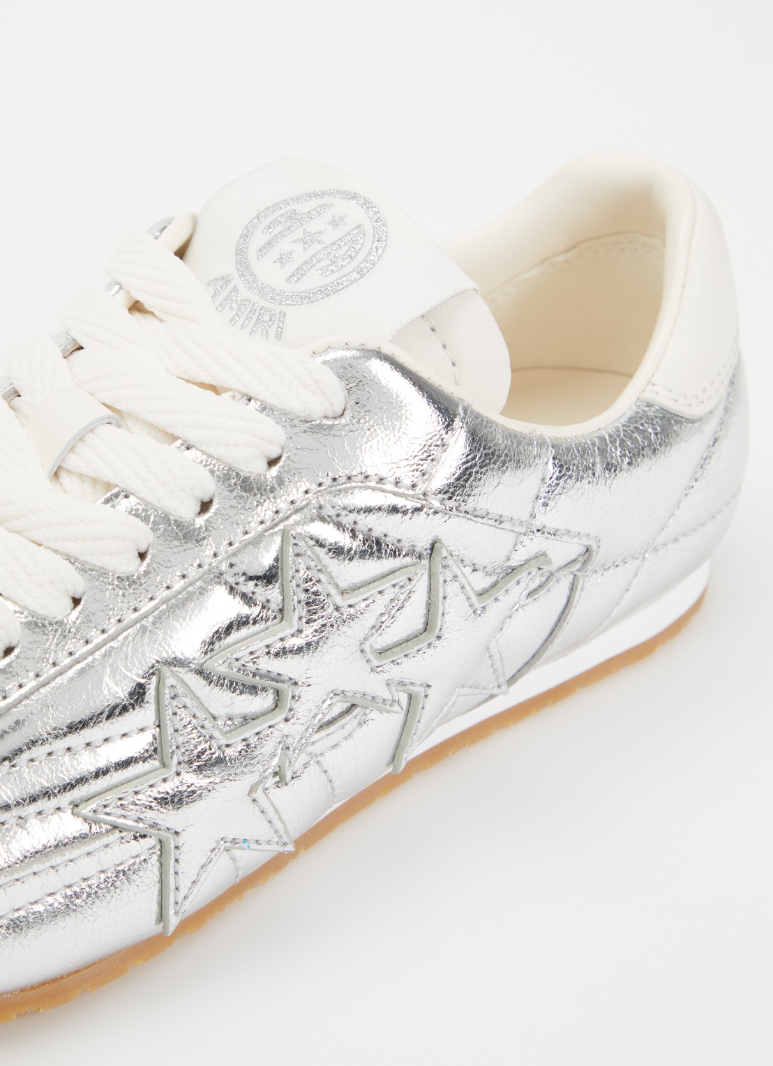AMIRI Pacific Football Slim sneaker van leer met metallic finish - detail 4 zilver