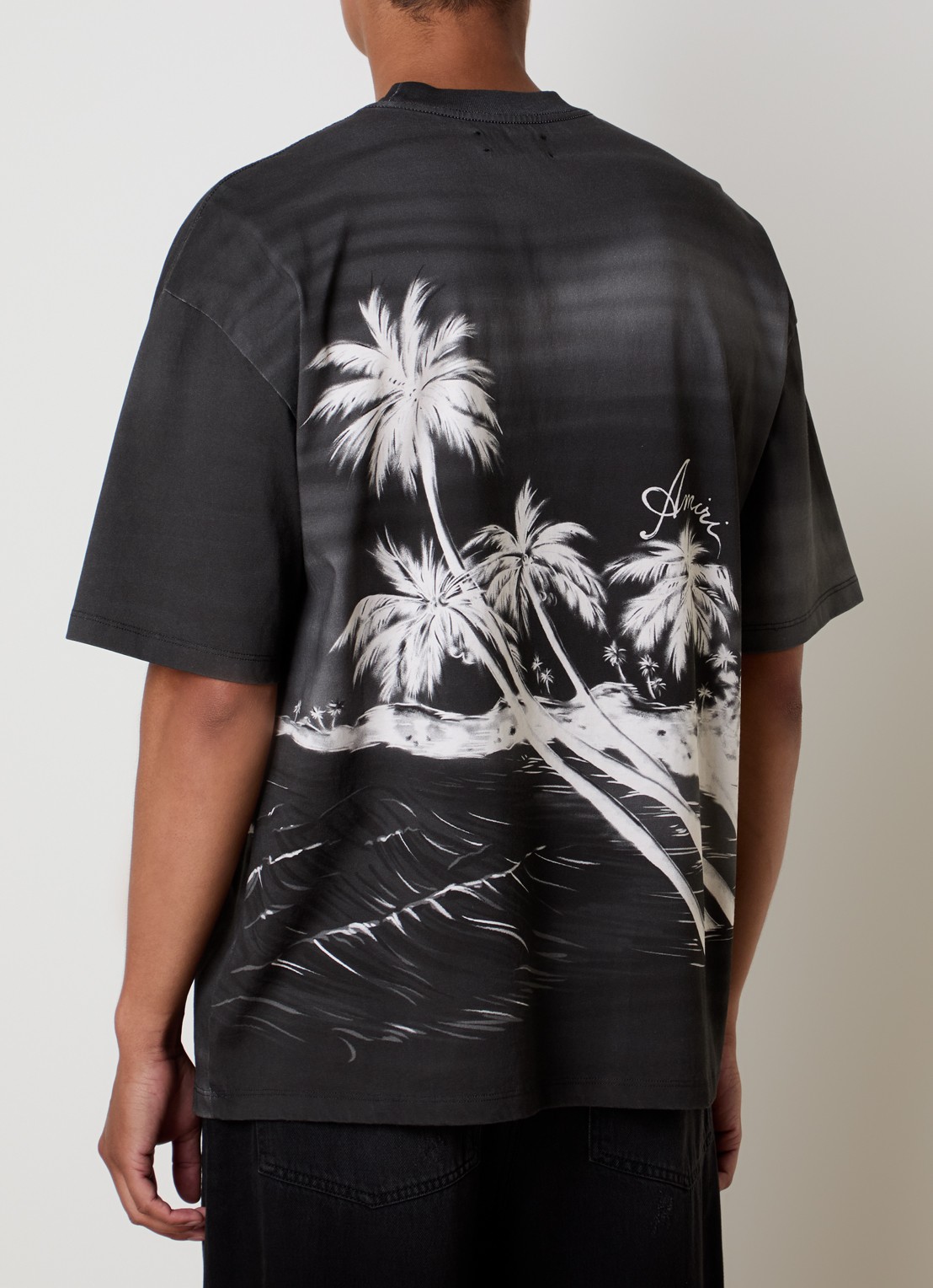 AMIRI Palm T-shirt met logo en print - achterkant antraciet