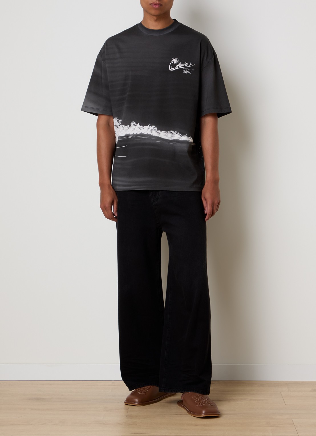 AMIRI Palm T-shirt met logo en print - voorkant 5 antraciet