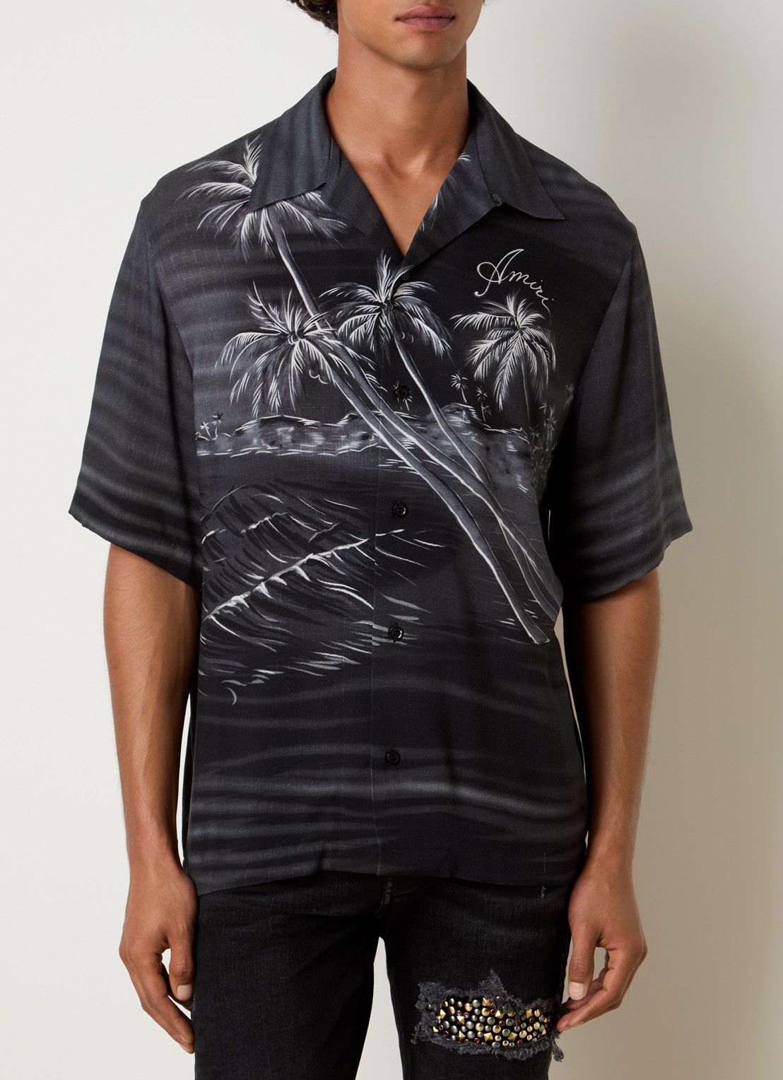 AMIRI Palms regular fit overhemd met print - detail 4 zwart