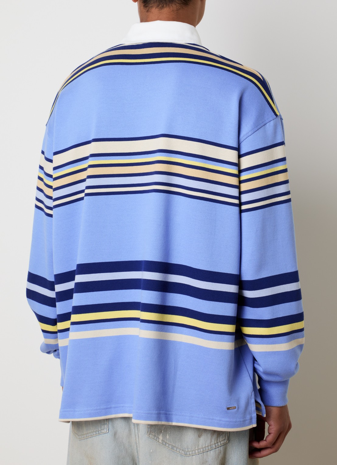 AMIRI Polo met logo en streepprint - achterkant 5 blauw