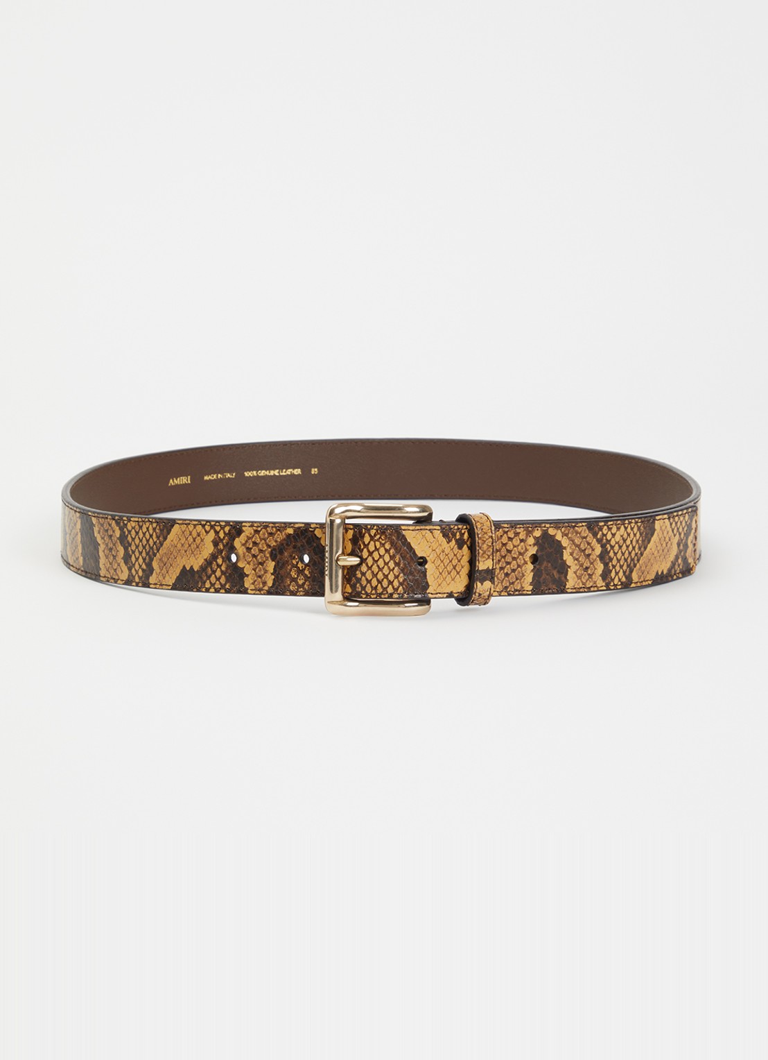 AMIRI Python Square riem van leer met slangenprint - voorkant beige