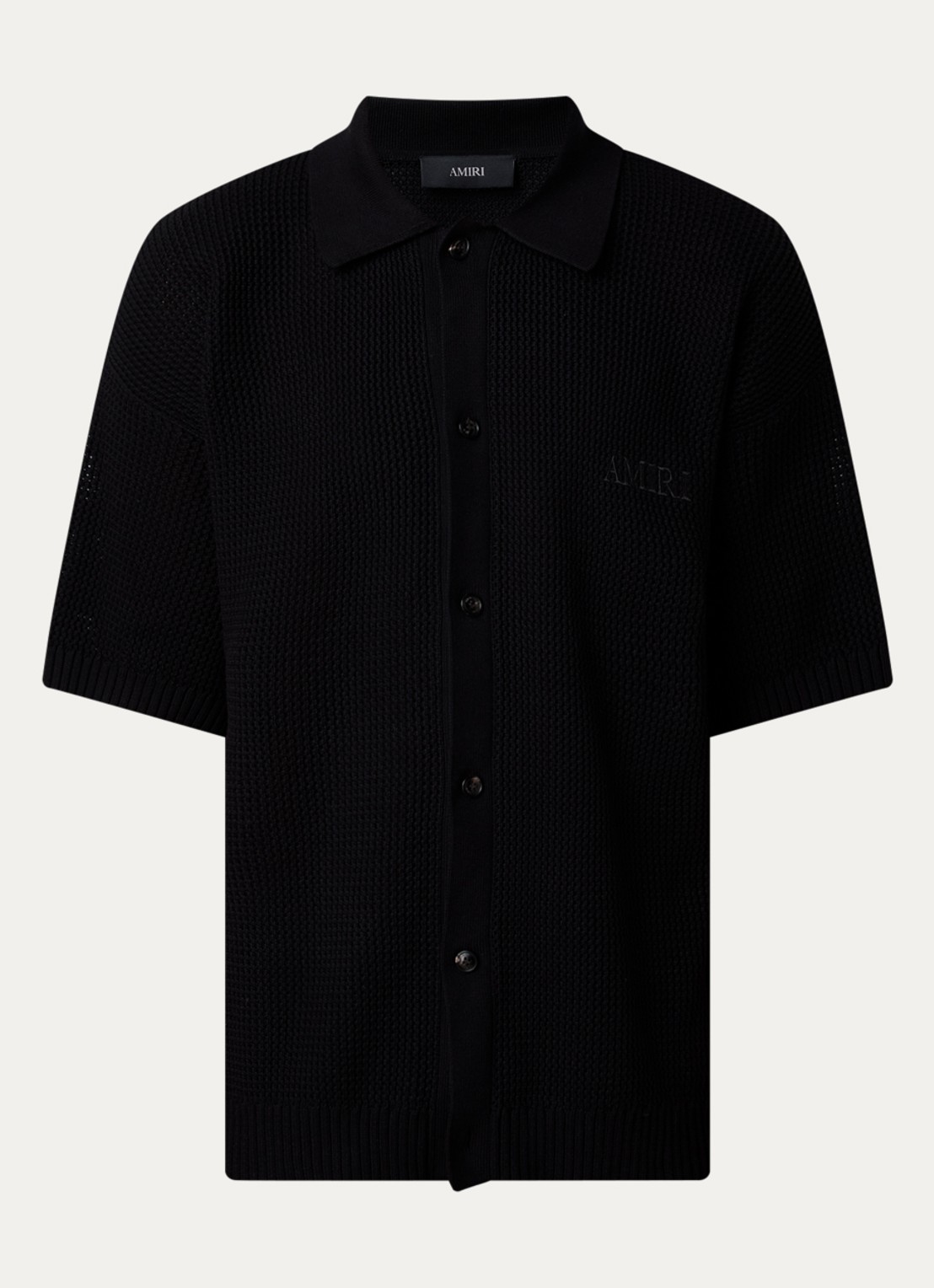 AMIRI Regular fit overhemd met opengewerkt dessin en logoborduring - voorkant zwart