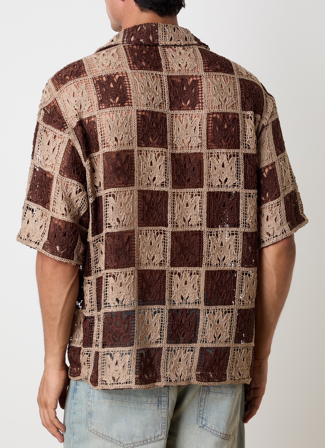 AMIRI  Regular fit overhemd met opengewerkt dessin - achterkant 3 khaki