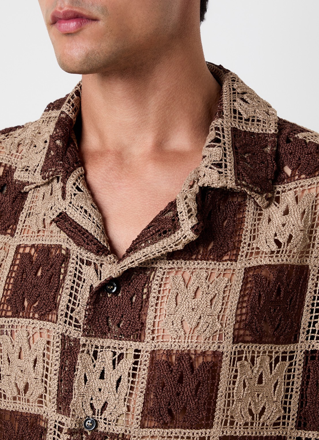 AMIRI  Regular fit overhemd met opengewerkt dessin - detail 5 khaki