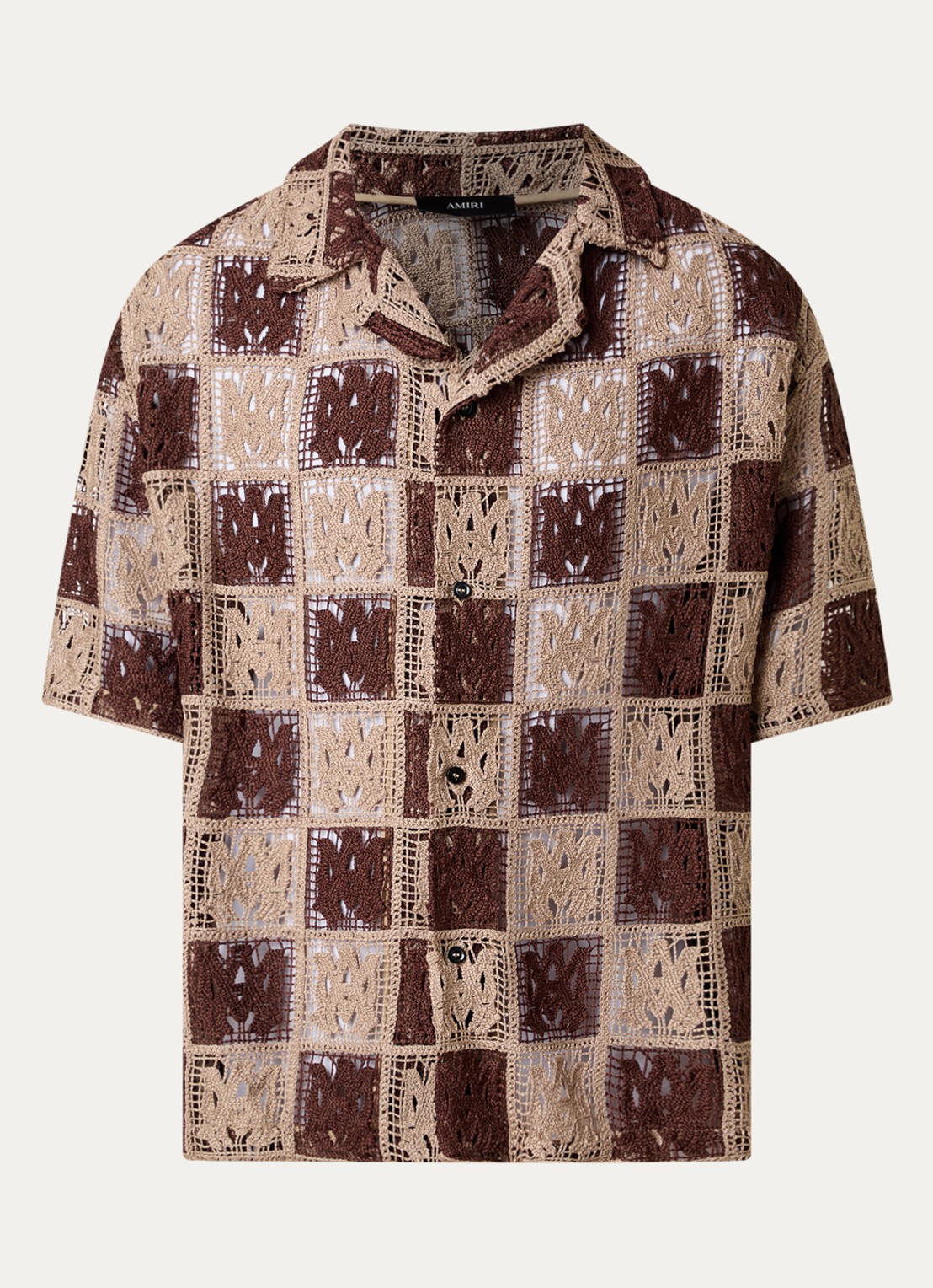 AMIRI  Regular fit overhemd met opengewerkt dessin - voorkant khaki