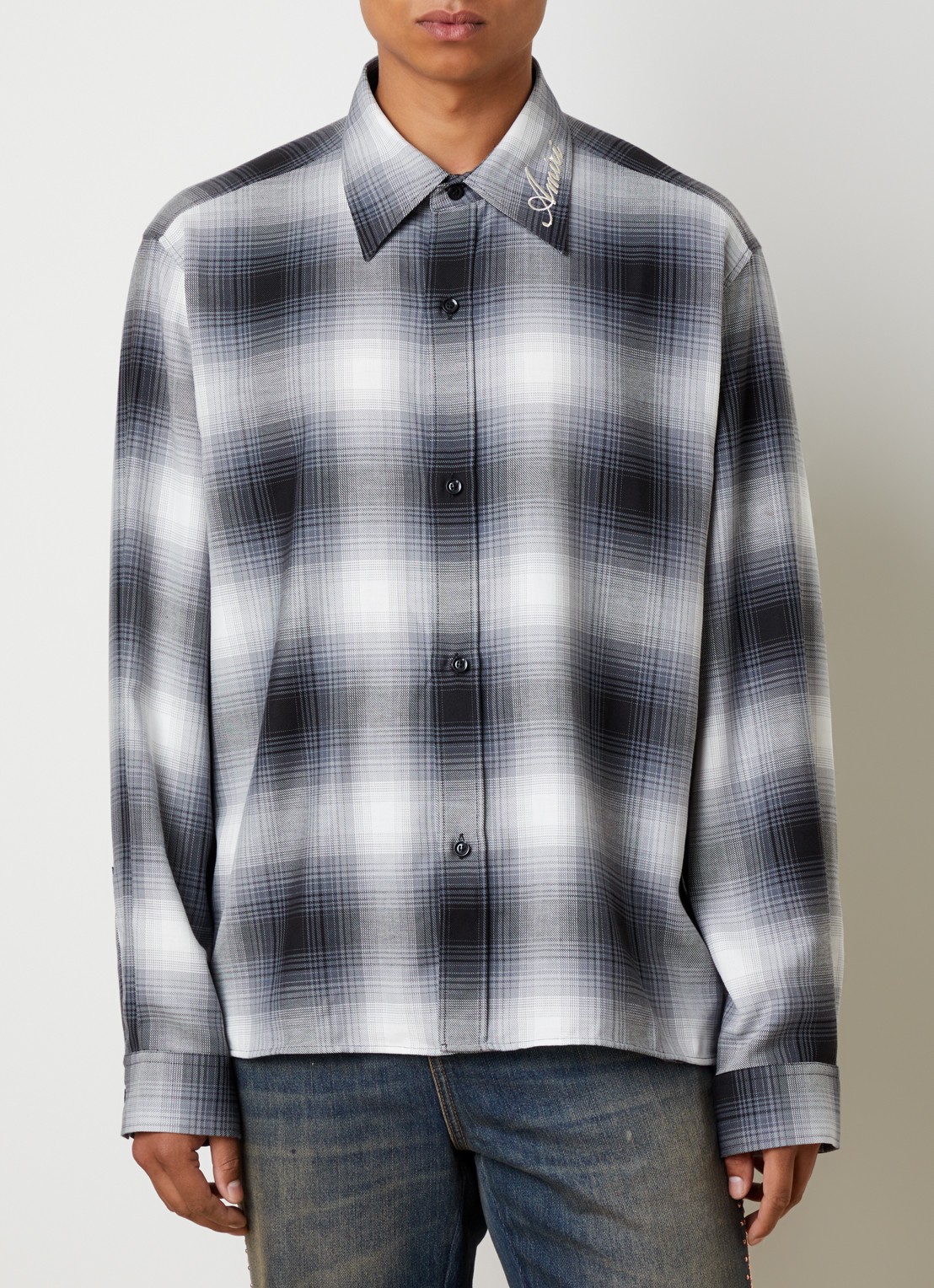AMIRI Regular fit overhemd met ruitdessin - detail 4 grijs