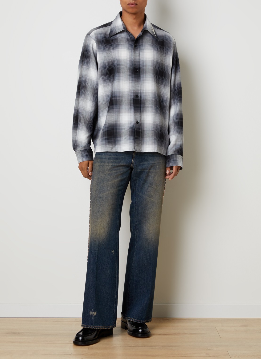 AMIRI Regular fit overhemd met ruitdessin - voorkant 3 grijs