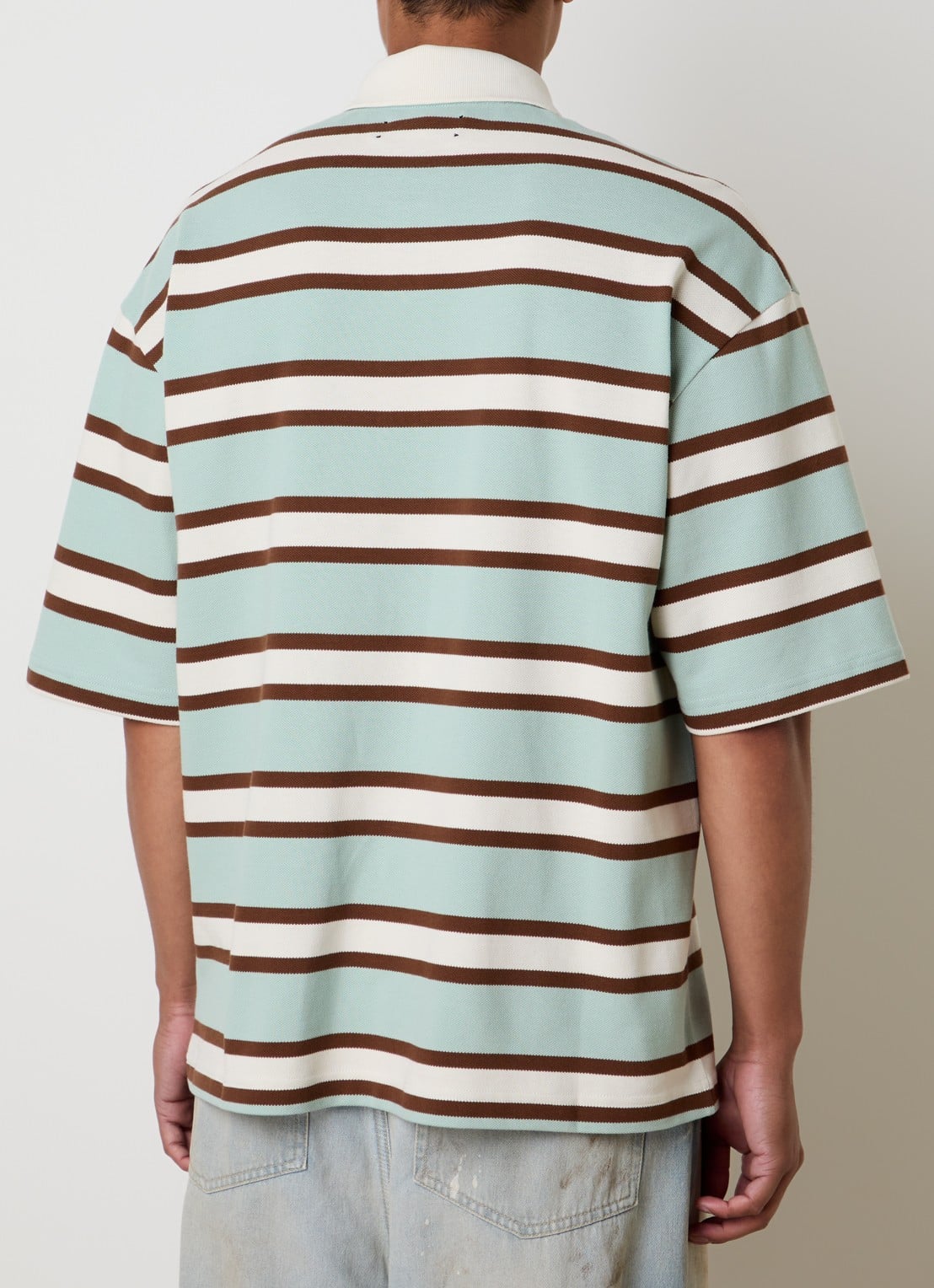 AMIRI Regular fit polo met streepprint en logo - achterkant mint