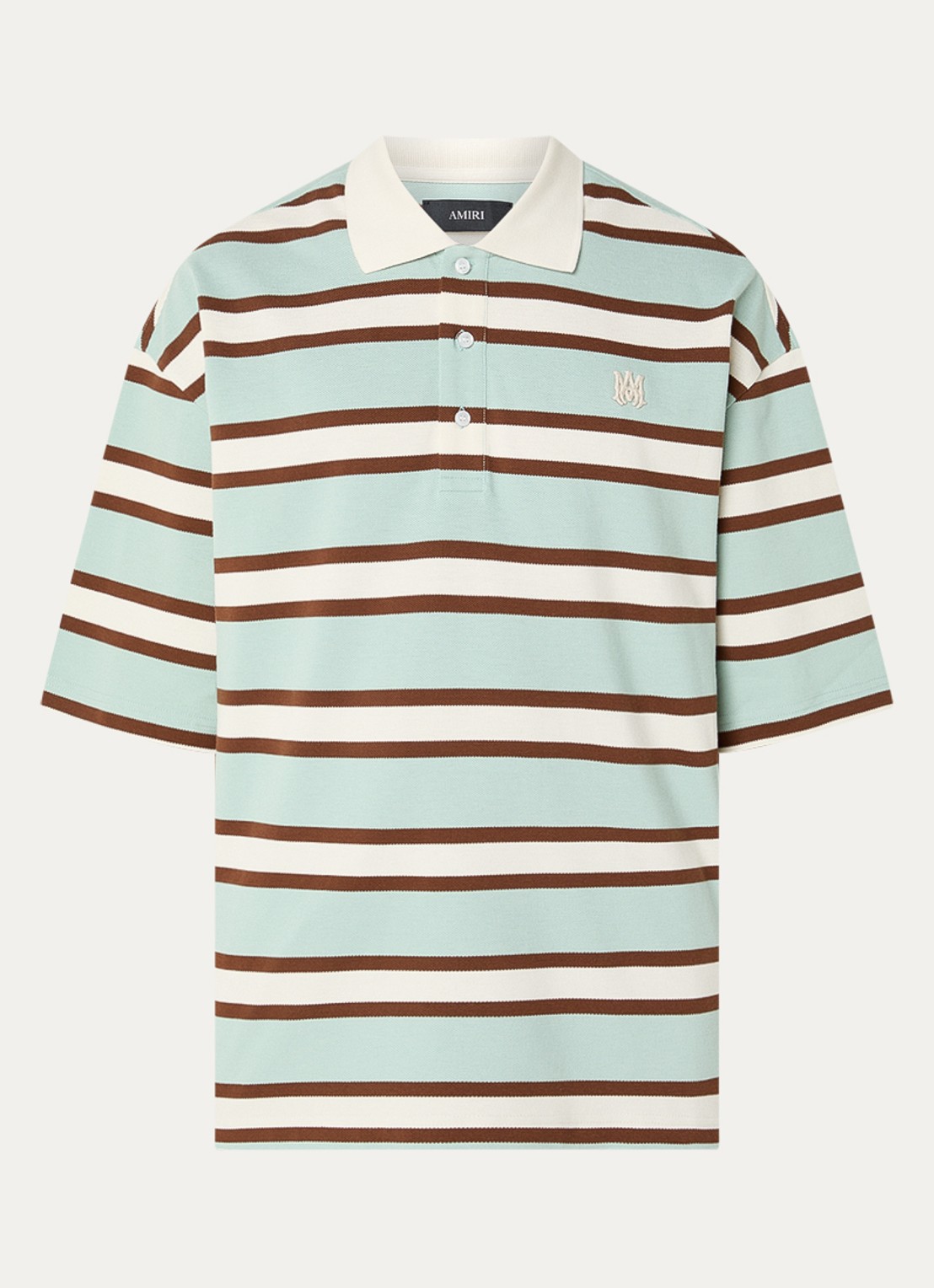 AMIRI Regular fit polo met streepprint en logo - voorkant 4 mint