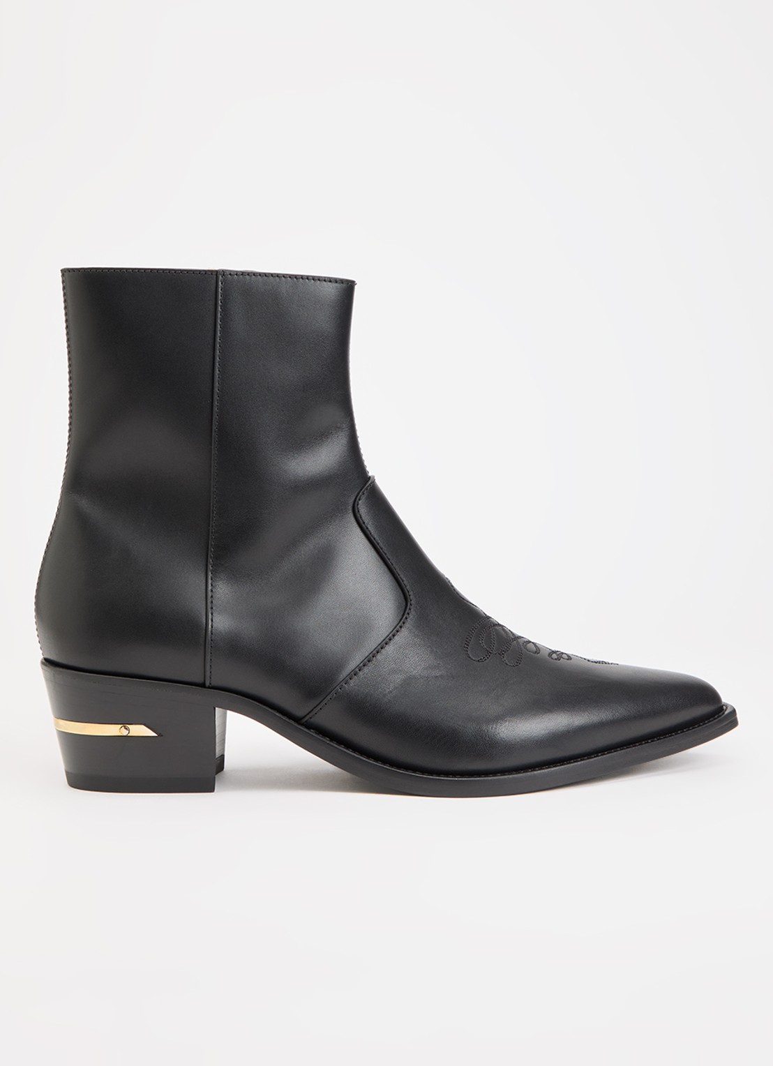 AMIRI Ryder cowboylaars van leer met metallic detail - voorkant 4 zwart