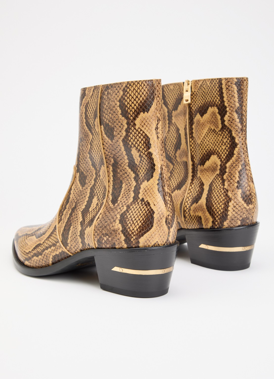 AMIRI Ryder cowboylaars van leer met slangenprint - achterkant 5 beige