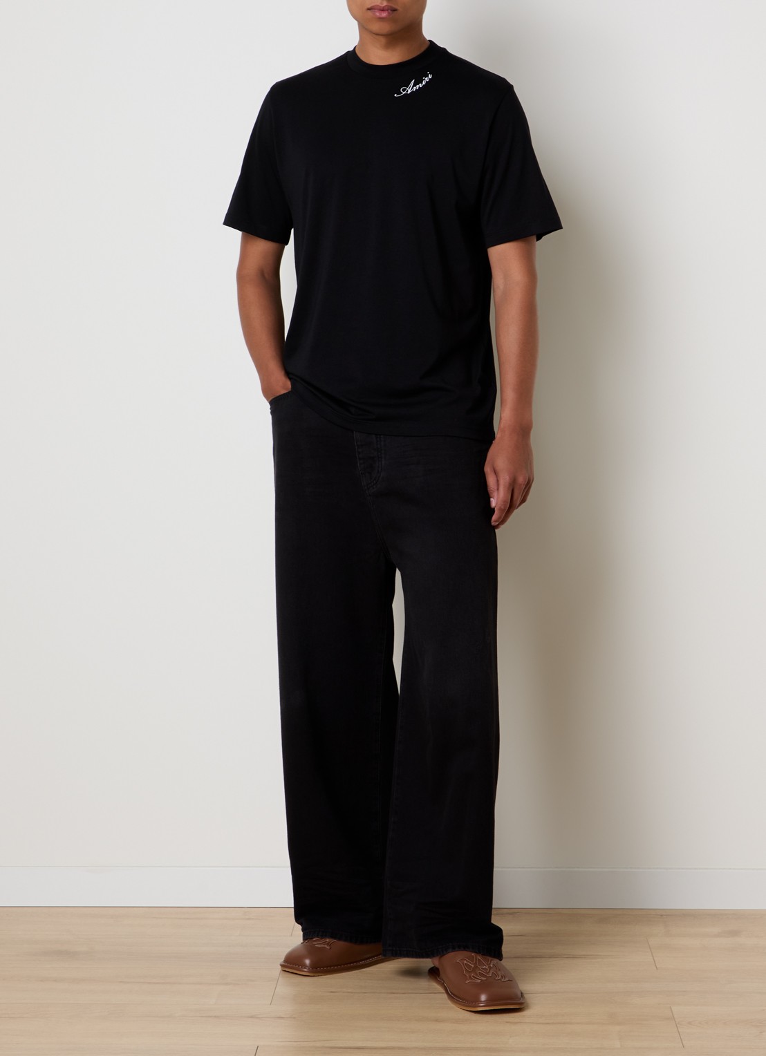 AMIRI Script T-shirt met logo - voorkant 5 zwart