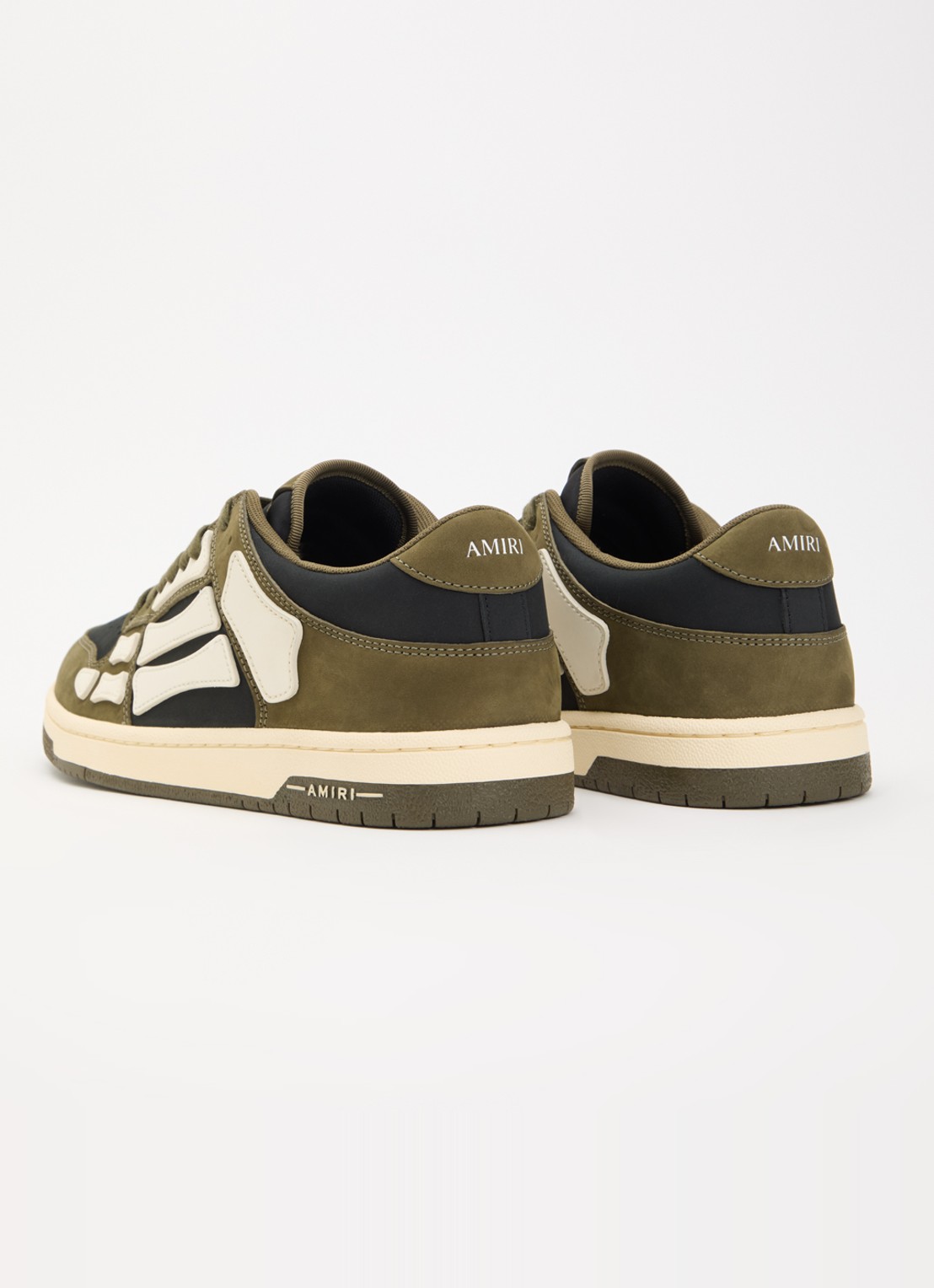 AMIRI Skel Top Low sneaker van suède met leren details - achterkant 6 bronsgroen