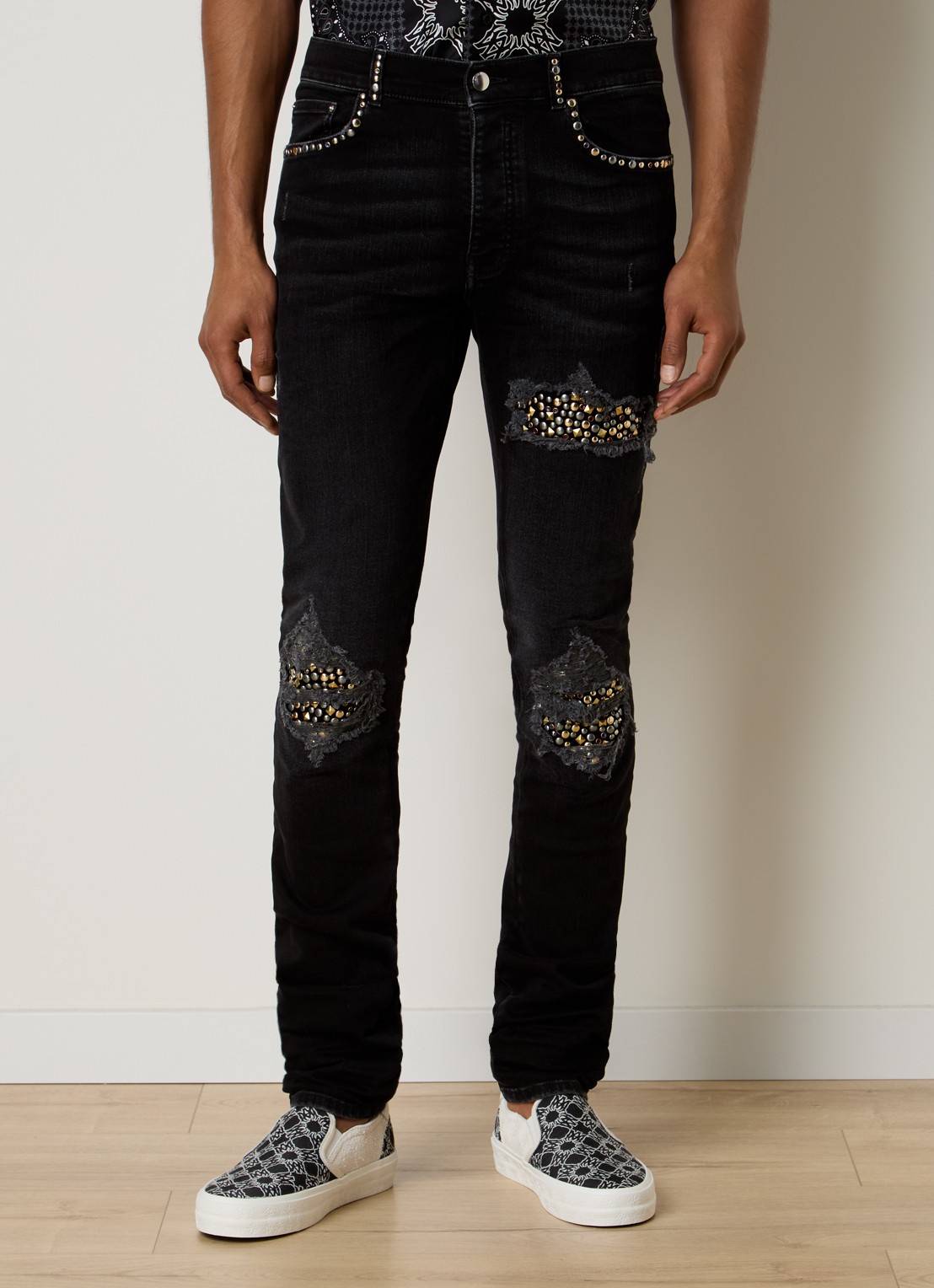 AMIRI Skinny jeans met studs - detail 3 zwart