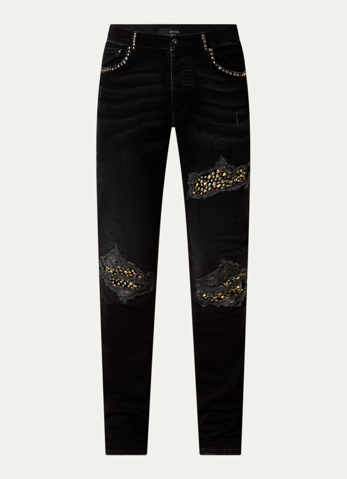 AMIRI Skinny jeans met studs - voorkant zwart