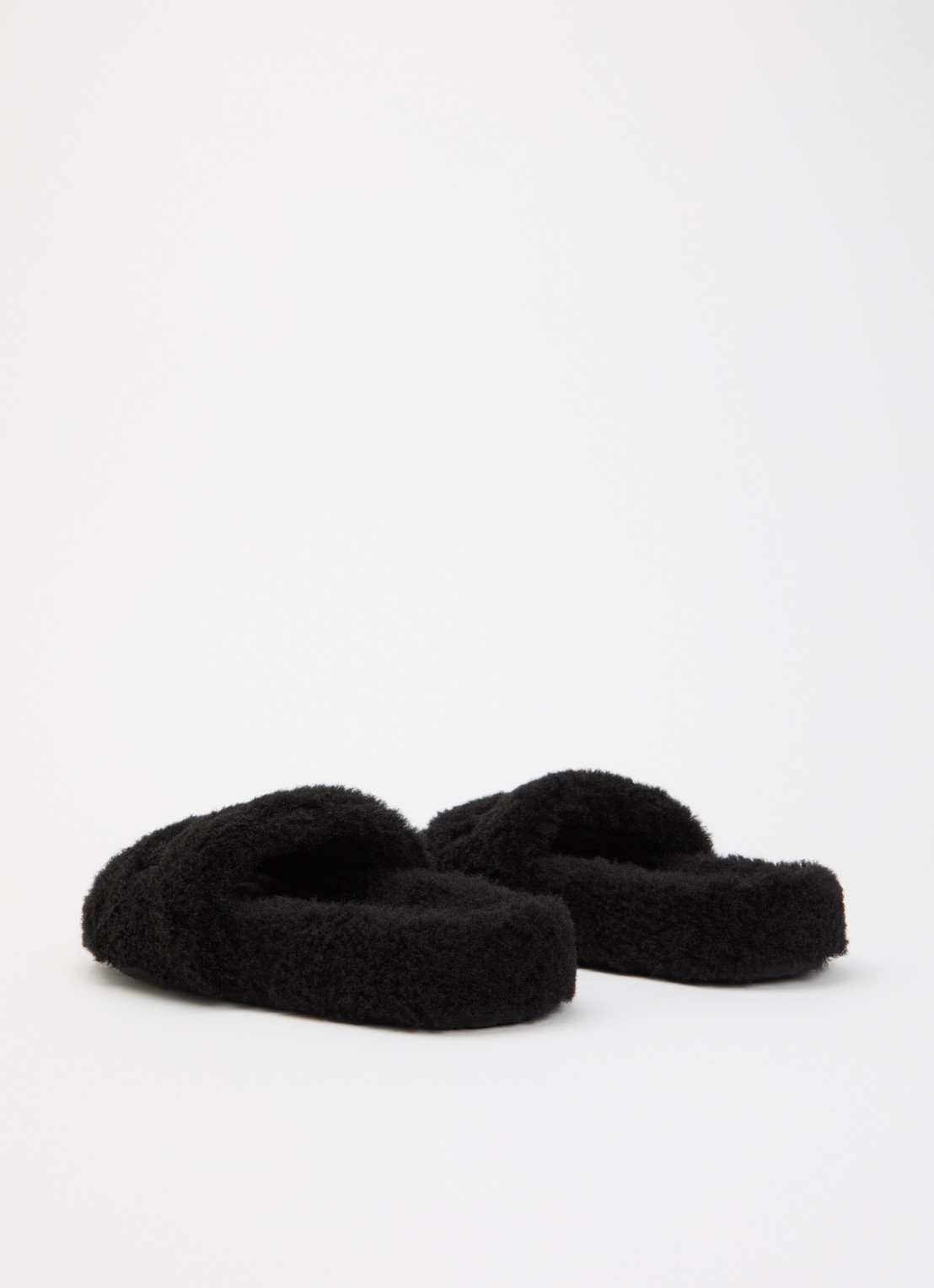 AMIRI Slipper van imitatiebont met logoborduring - achterkant 2 zwart
