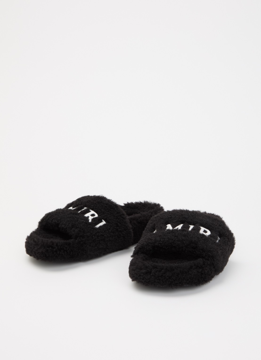 AMIRI Slipper van imitatiebont met logoborduring - detail 3 zwart