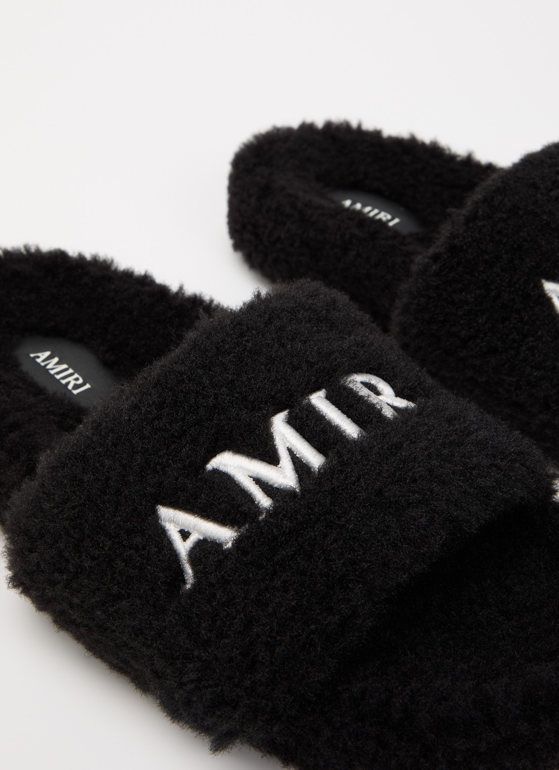 AMIRI Slipper van imitatiebont met logoborduring - detail 6 zwart
