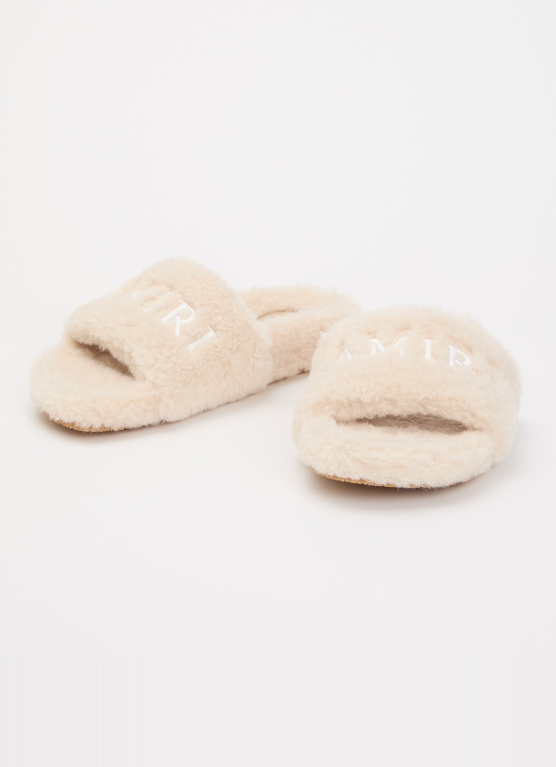 AMIRI Slipper van imitatiebont met logoborduring - detail 2 creme