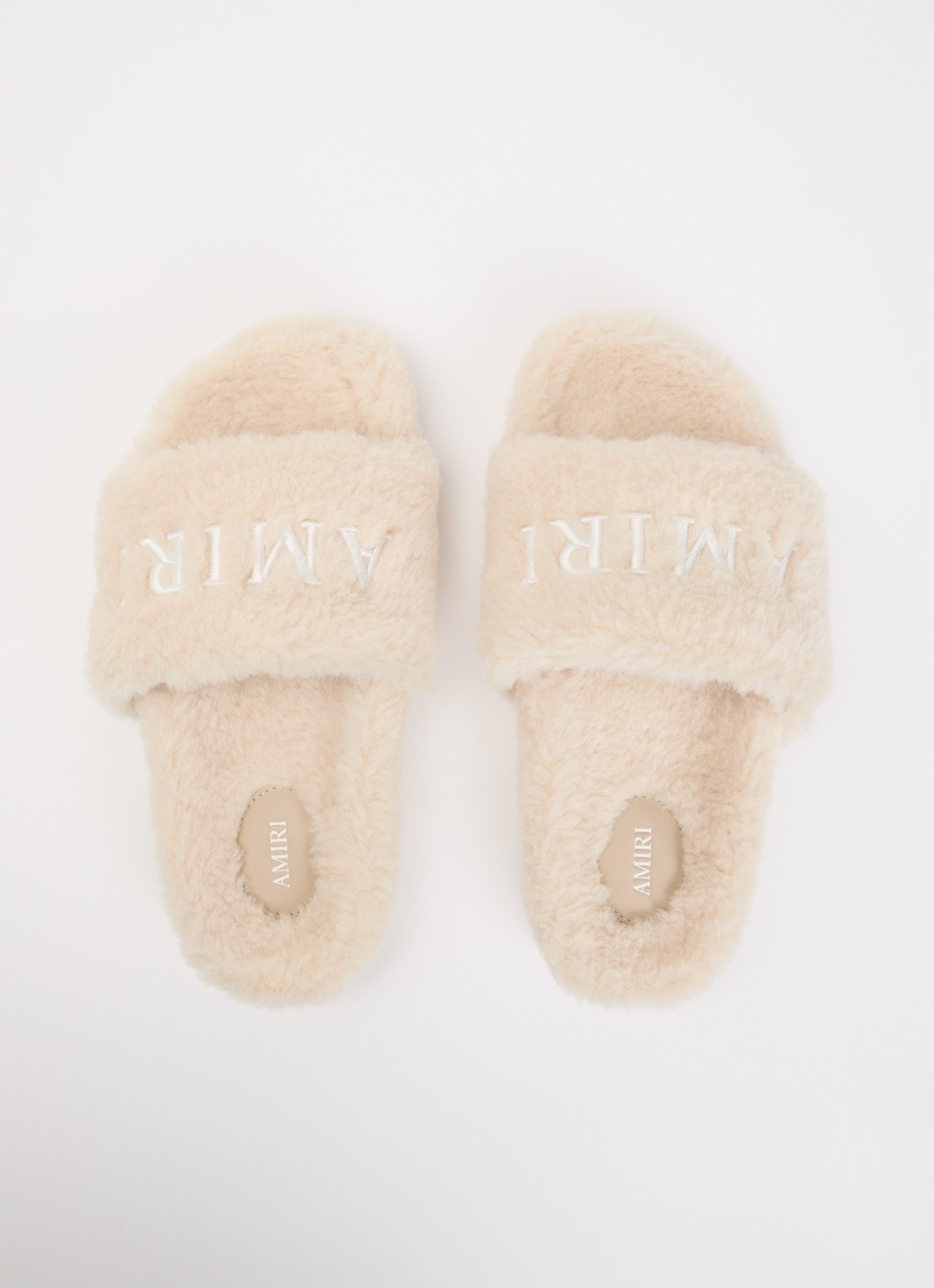 AMIRI Slipper van imitatiebont met logoborduring - detail 3 creme